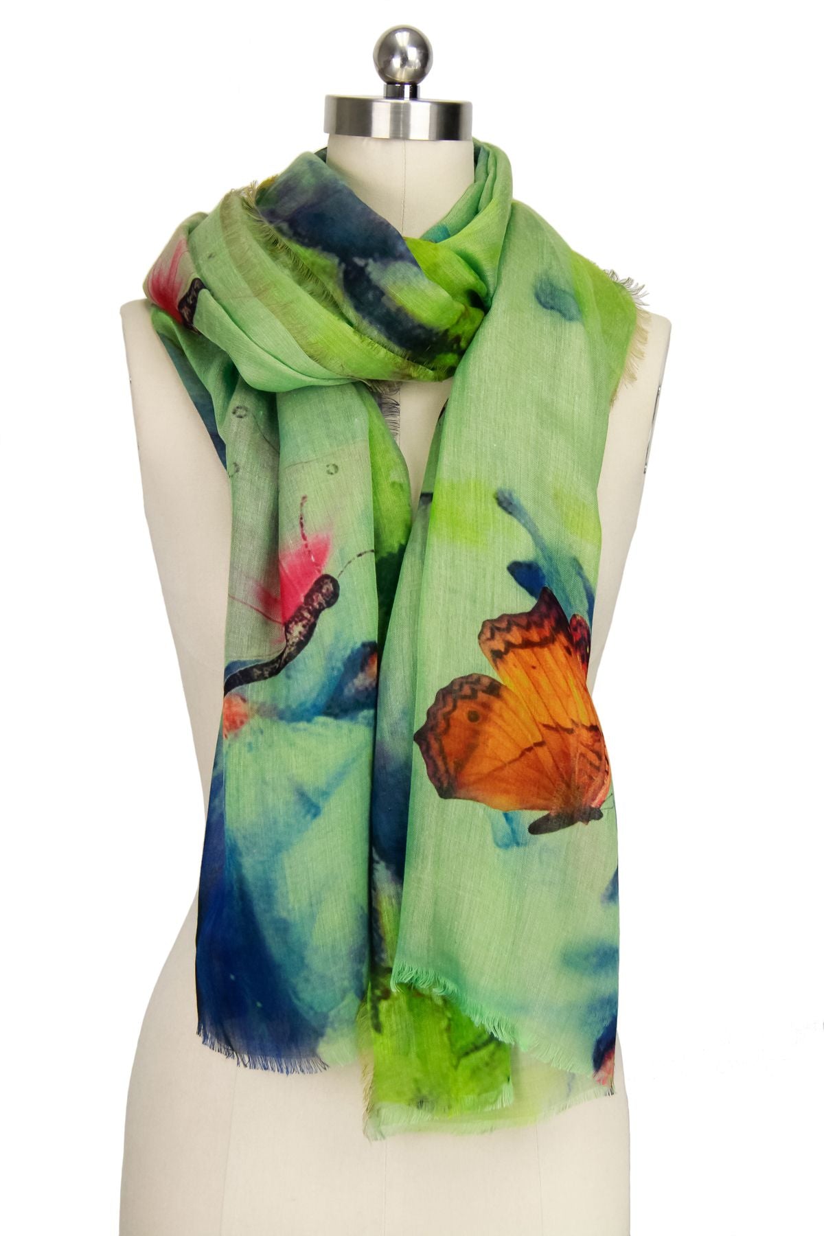 Fly Away Butterfly Scarf - Lightweight Floral Print Fashion Accessory for Women - Perfect for Spring Outfits, Weddings & Special Occasions