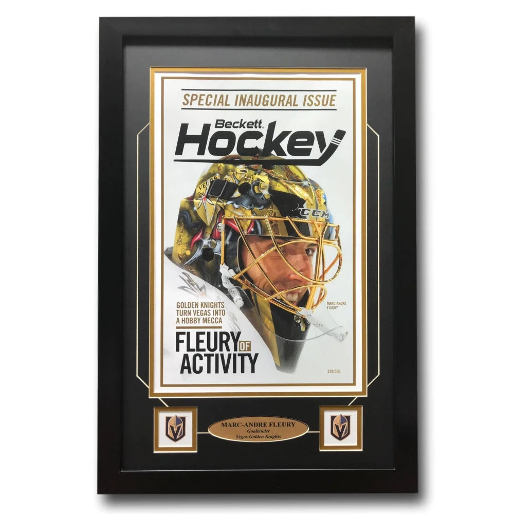 Marc Andre Fleury Framed Vegas Golden Knights Beckett 11x17 Poster #D/500 VGK - Limited Edition Hockey Memorabilia for Man Cave, Sports Bar & Fan Collection