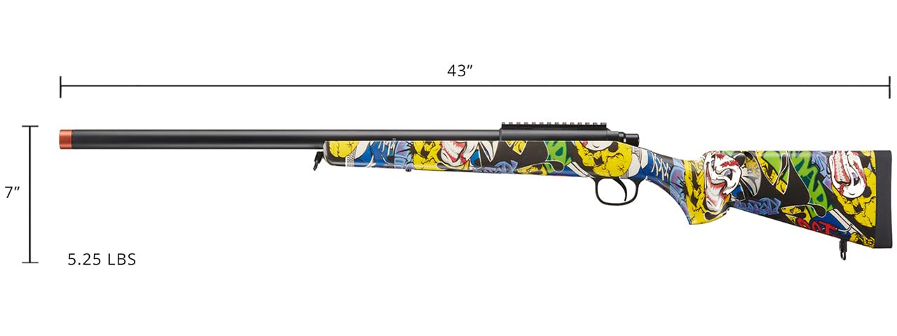Double Bell VSR-10 Airsoft Bolt Action Sniper Rifle - 575 FPS High Power, Graffiti Camo Design | Perfect for Outdoor Tactical Games & Target Shooting