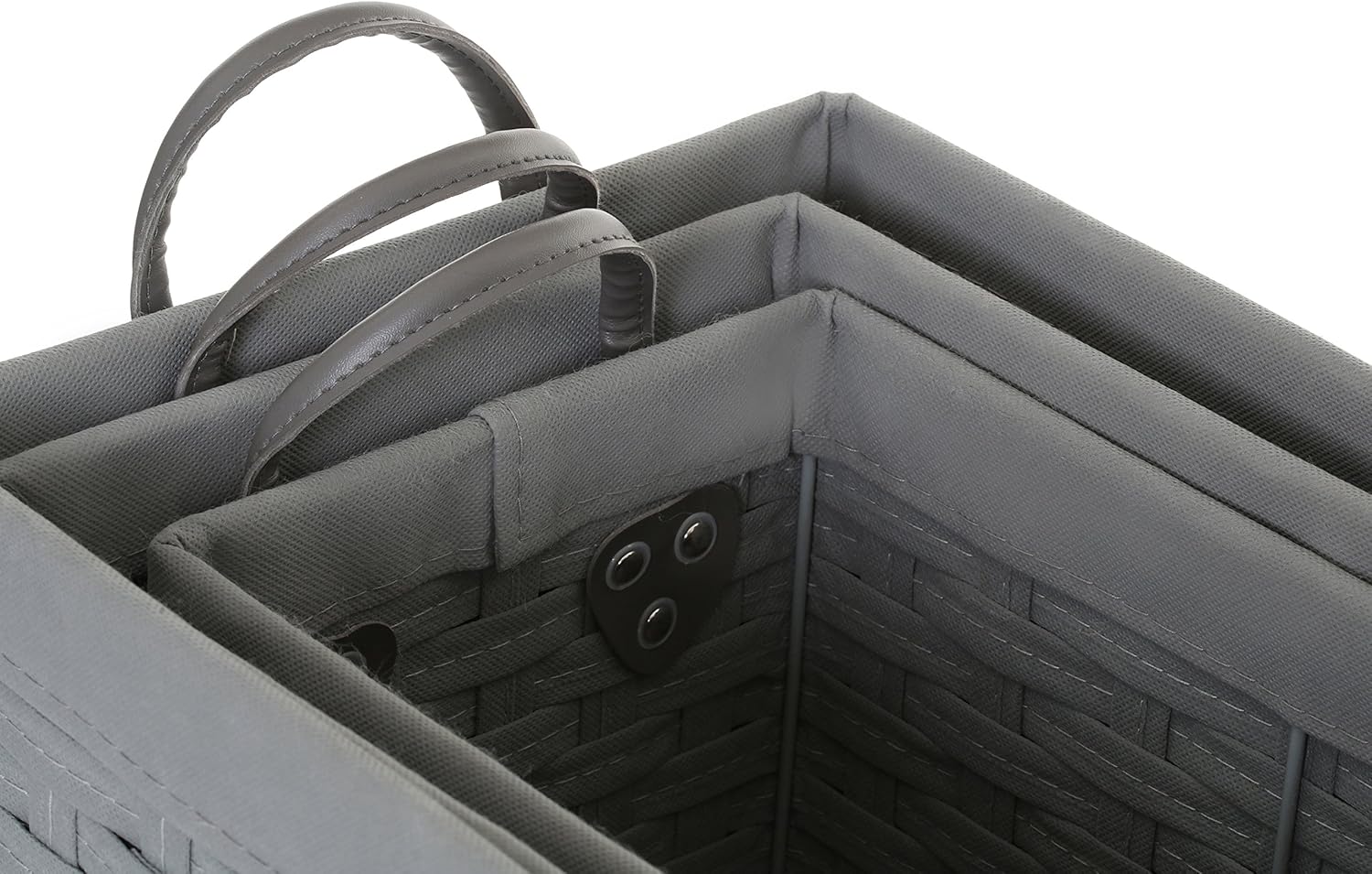 Lida Storage Baskets - Set of 3, Foldable Fabric Bins for Home Organization (Small/Medium/Large) - Perfect for Closet, Nursery, Laundry Room & Office Storage