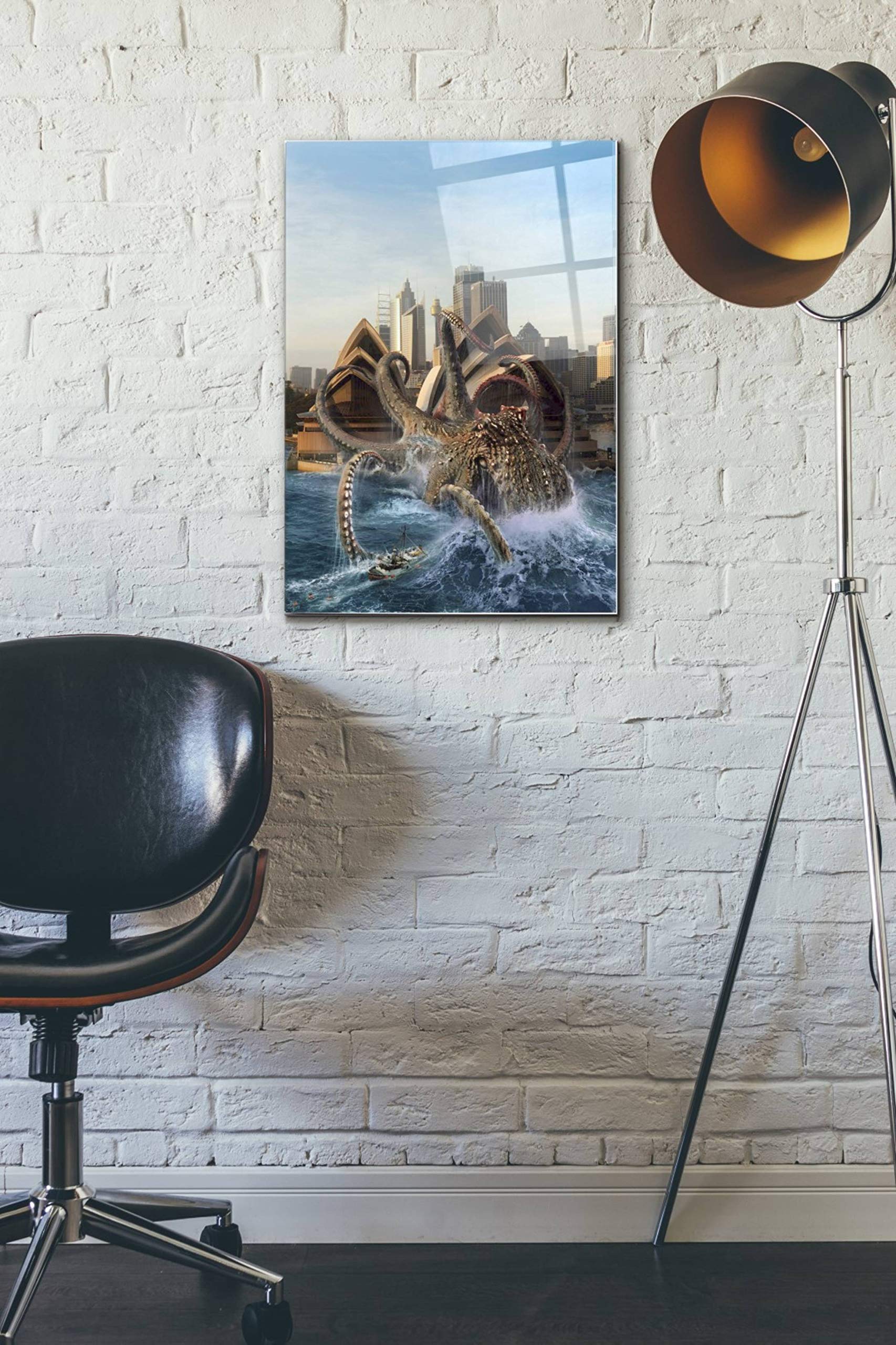 Epic 'Catch of His Life' Fishing Wall Art - 16x24 Inch Acrylic Glass Canvas Print - Perfect for Living Room, Office, or Man Cave Decor