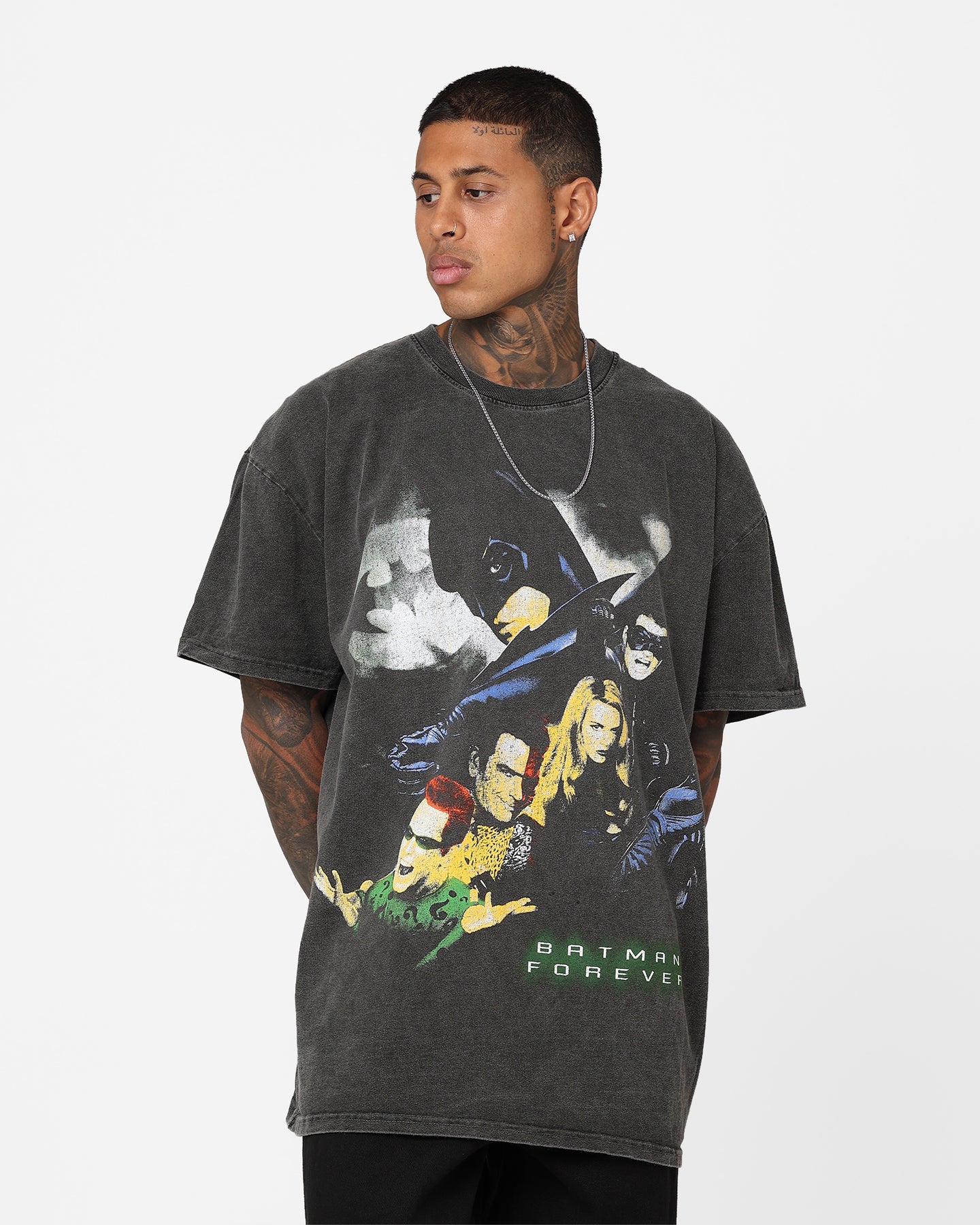 Vintage Batman Forever Heavyweight T-Shirt - Black Wash - American Thrift - DC Comics Graphic Tee for Men - Perfect for Cosplay, Comic Con & Casual Wear
