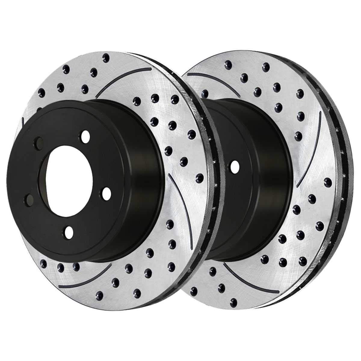 HAIHUA High Performance Rear Drilled & Slotted Brake Rotor Pair - Compatible with Dodge 300 Sedan (2005-2014), Challenger Coupe (2009-2012), Charger Sedan (2006-2012), Magnum Wagon (2005-2008) - Enhanced Braking for Street Racing & Daily Driving