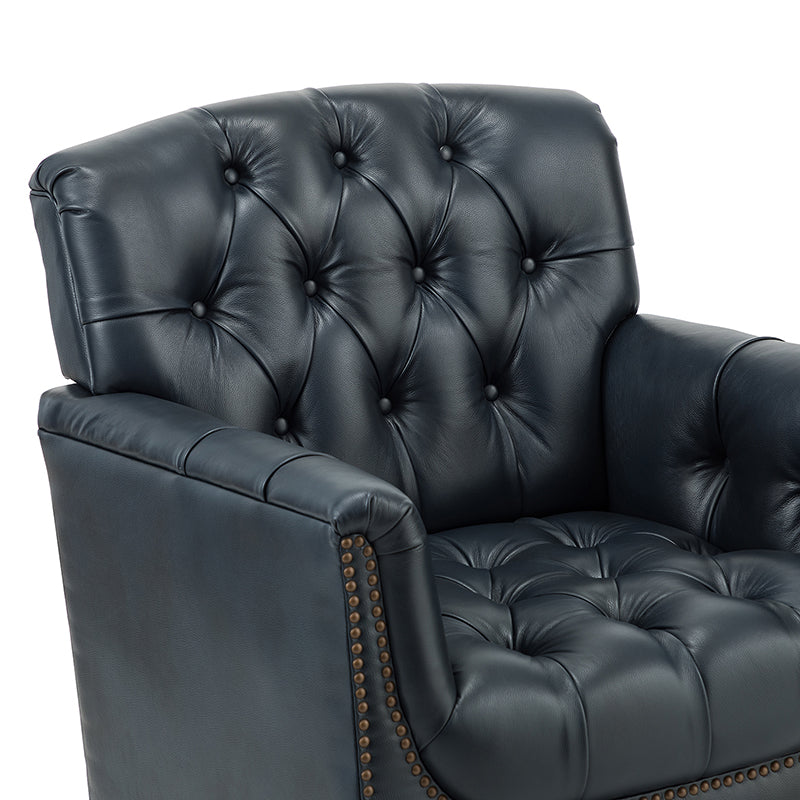 Premium Genuine Leather Armchair - Handcrafted Modern Lounge Chair for Living Room, Office & Study - Brown Leather Recliner with Solid Wood Frame - Perfect for Home Decor & Relaxation
