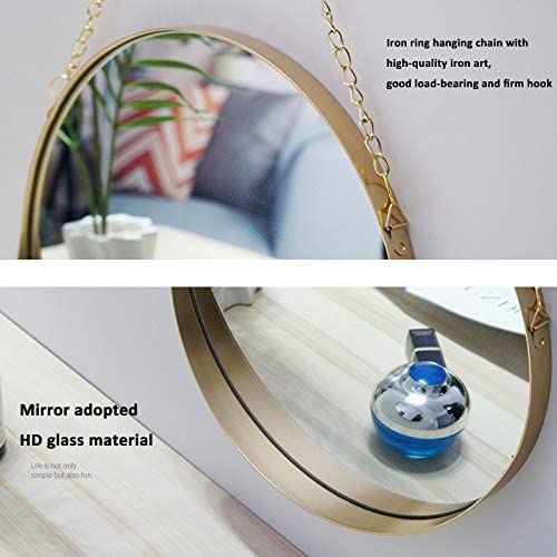 Round Metal Bathroom Mirror - Wall Mounted Vanity Mirror for Makeup & Salon Decor, Rust-Resistant Bathroom Wall Art, Perfect for Toilet & Powder Room Decoration (Use in Bathrooms, Bedrooms, Dressing Rooms)