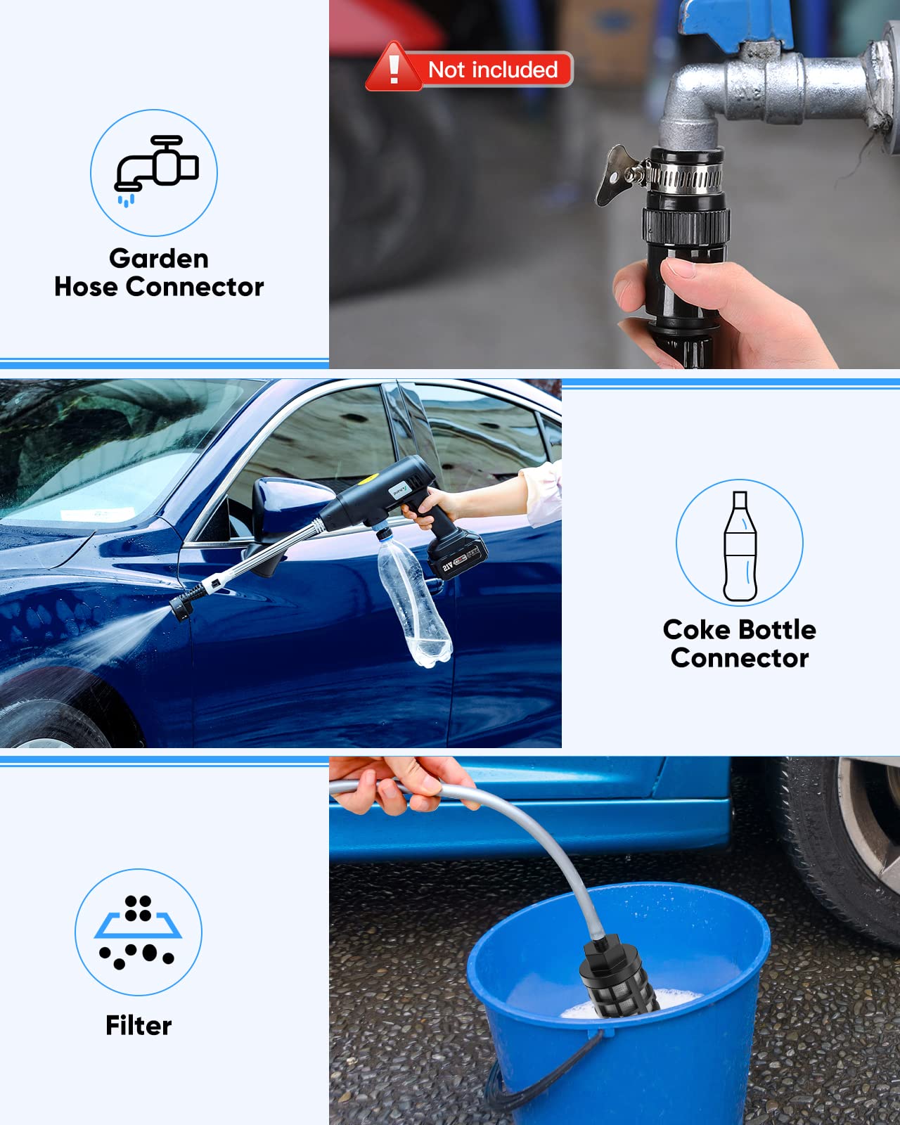 **Aihand Cordless Pressure Washer 986PSI - Portable Power Cleaner with 4.0Ah Battery, Handheld High-Pressure Car Washer Gun (2 Batteries & Charger Included) - Ideal for Car Washing, Patio Cleaning, and Outdoor Home Maintenance**