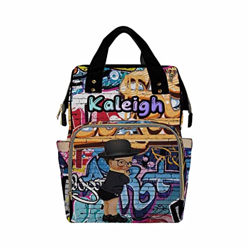 Newcos Personalized Hip Hop Diaper Bag for Boys - Custom Name Nappy Backpack, Stylish Travel Daypack for Moms & Girls (One Size) - Perfect Baby Shower Gift & Everyday Use for Park Outings & Family Trips