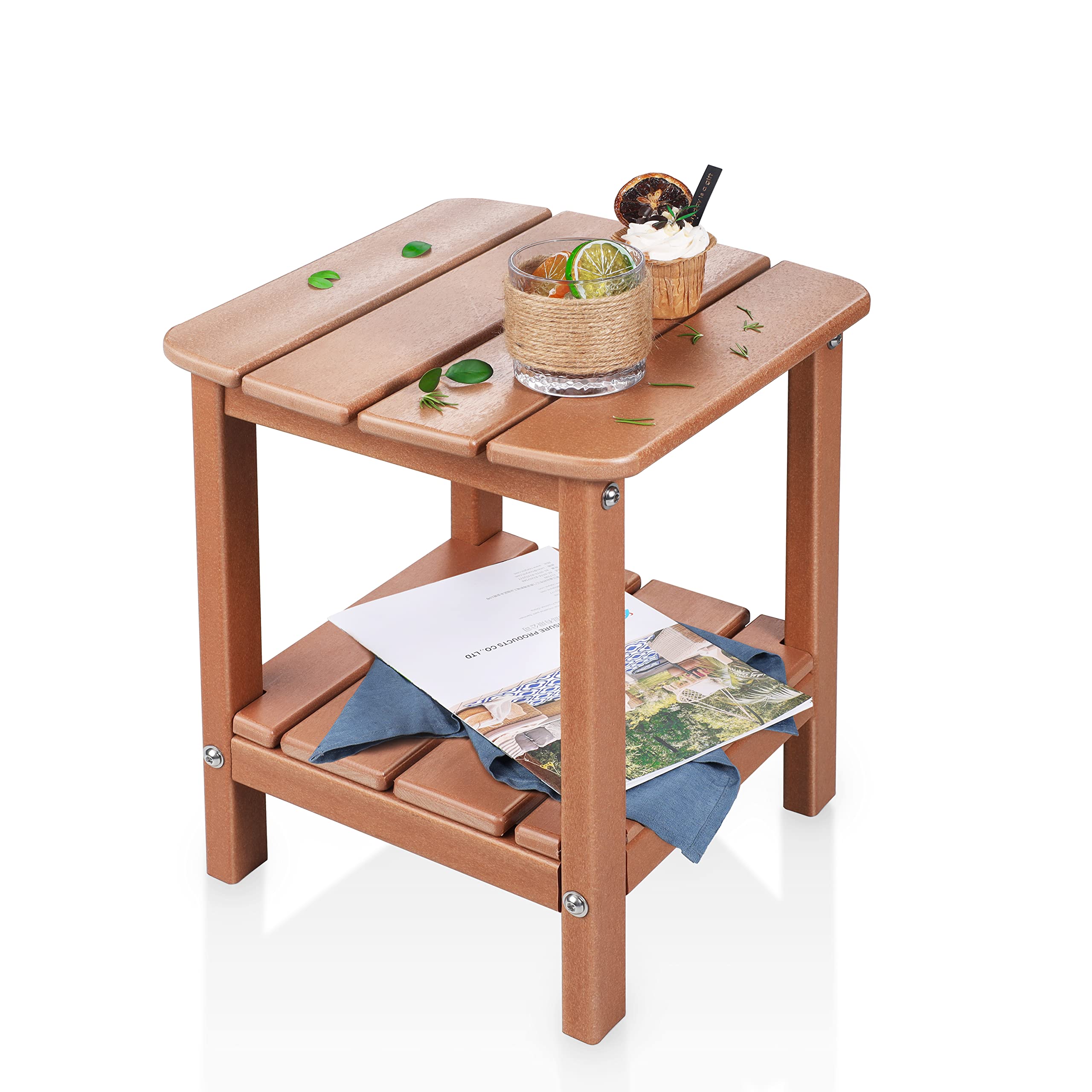 LovoIn Adirondack Rectangular Patio Side Table - Weather-Resistant Outdoor Drink Table for Poolside, Garden, Lawn & Indoor Use - Perfect for Relaxing with Beverages
