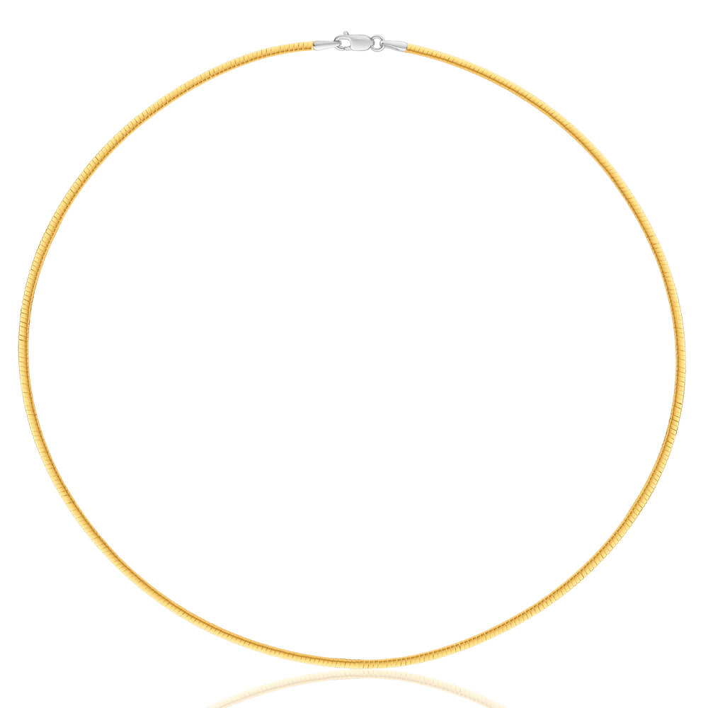 9ct White and Yellow Gold Reversible Omega Chain Necklace 43cm - Elegant Unisex Jewelry for Everyday Wear and Special Occasions