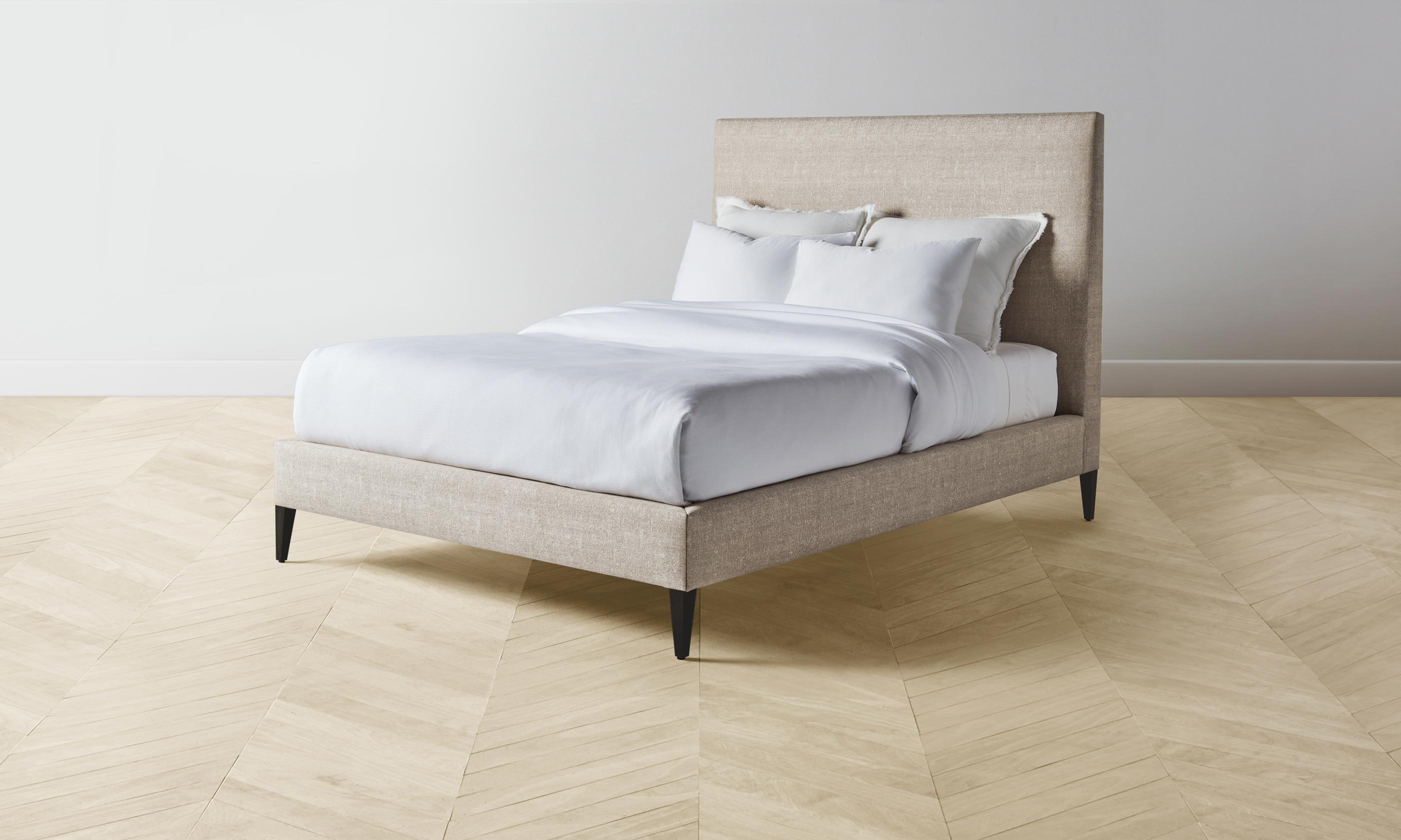 The Essex Bed - Premium Performance Linen Weave Beige Queen Size Bed Frame | Modern Bedroom Furniture for Master & Guest Rooms