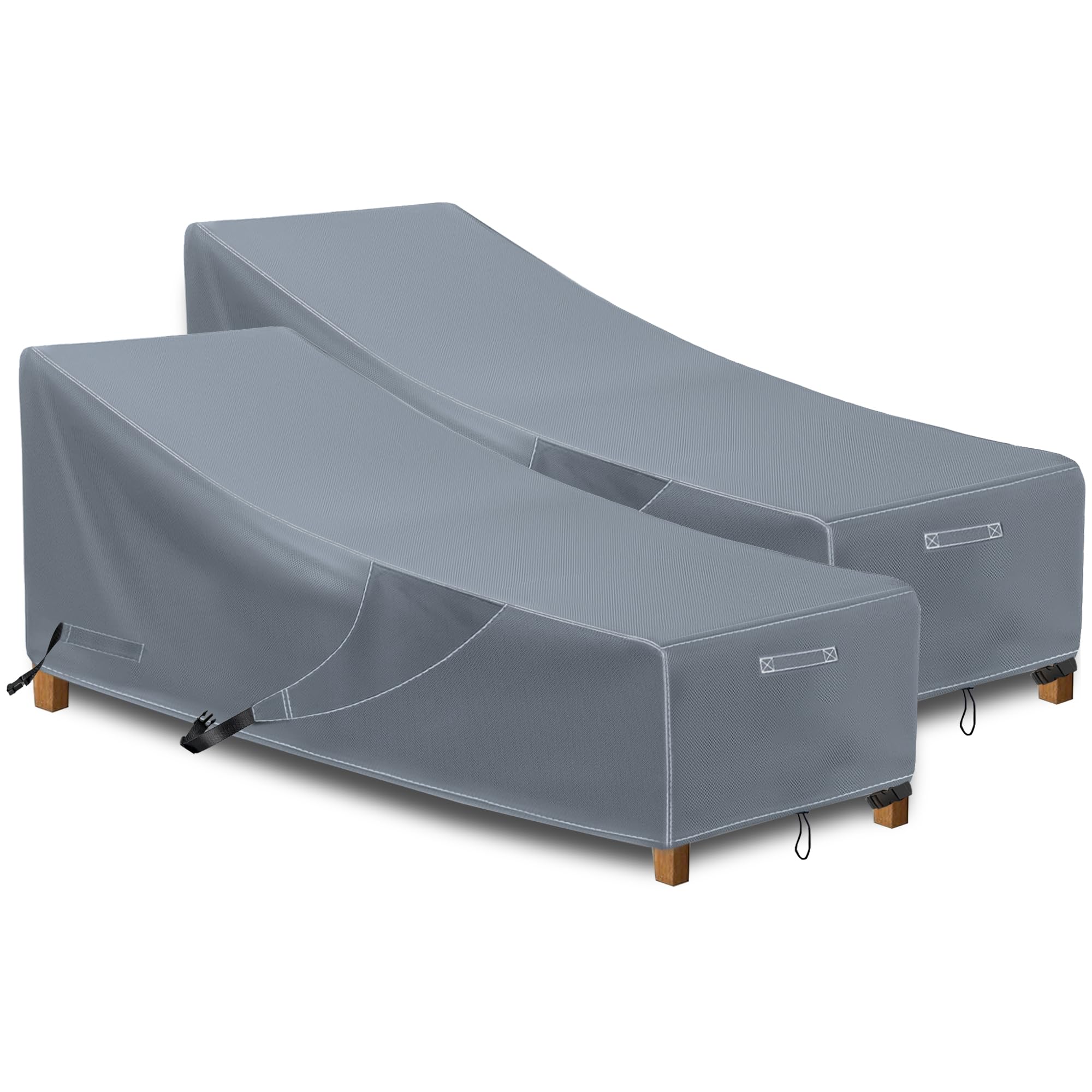 **Heavy Duty 600D Waterproof Outdoor Lounge Chair Cover - Weather Resistant Patio Chaise Cover with Air Vents, 2 Pack (83.8