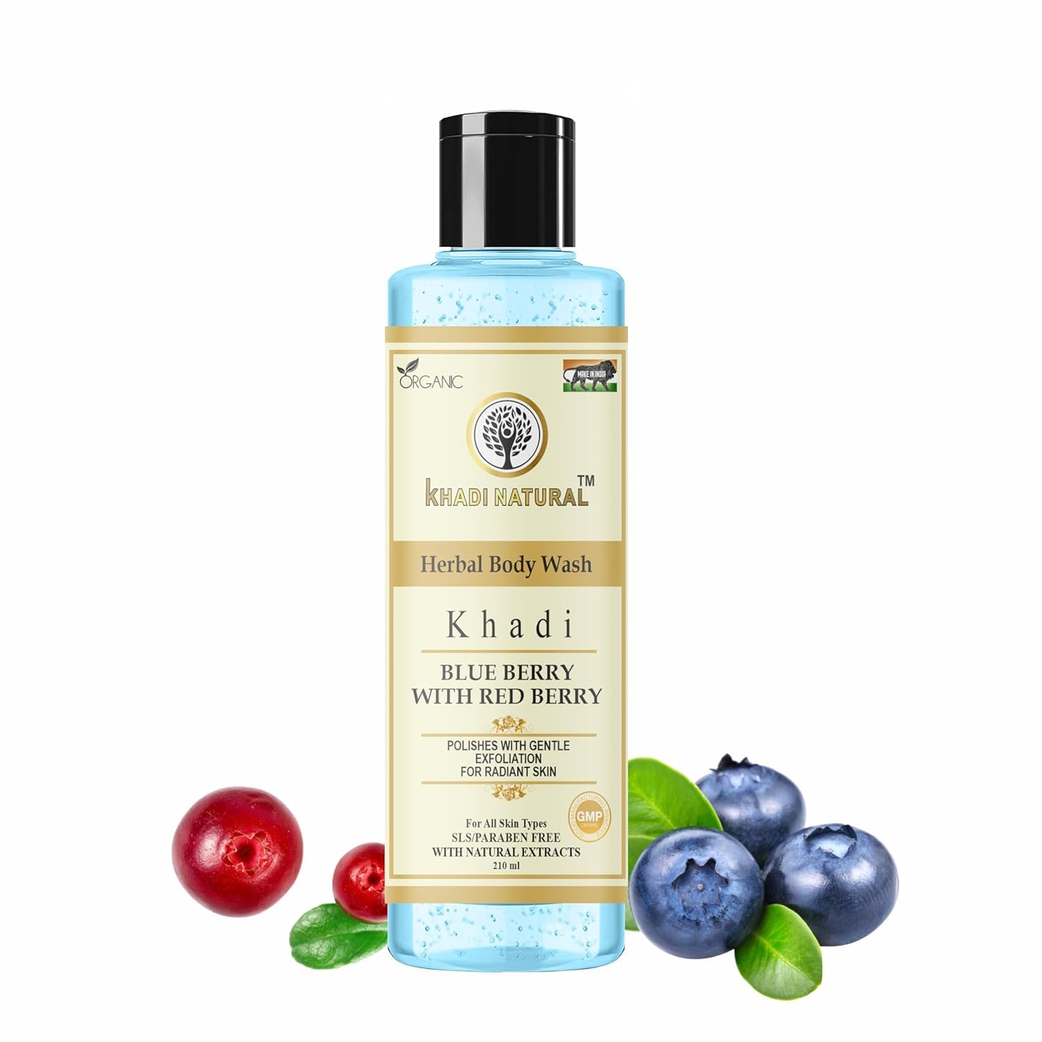 Khad.i Natural Blueberry Body Wash 210ml - Hydrating & Refreshing Shower Gel for Men & Women - Perfect for Daily Skincare & Relaxing Bath Time