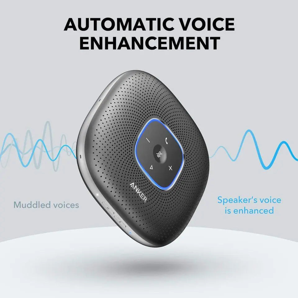 PowerConf Bluetooth Speakerphone with 6 Mics - HD Voice, Noise Cancelling for Conference Calls, Home Office & Remote Work (Model A3301) - Perfect for Zoom Meetings, Webinars & Team Collaboration
