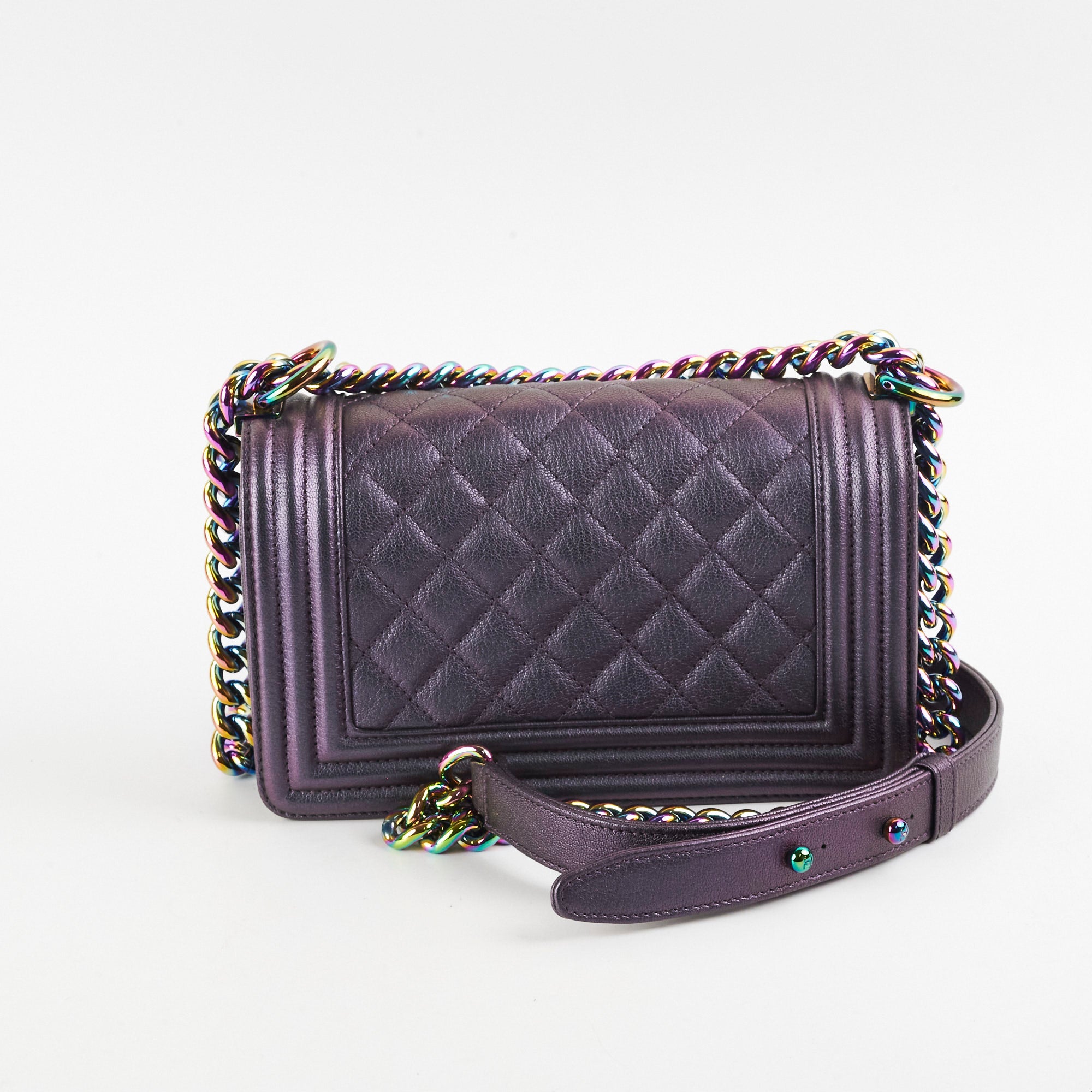 Chanel Small Boy Bag Mermaid Iridescent Purple Leather Crossbody Bag for Women - Perfect for Evening Parties, Date Nights & Luxury Fashion Accessories