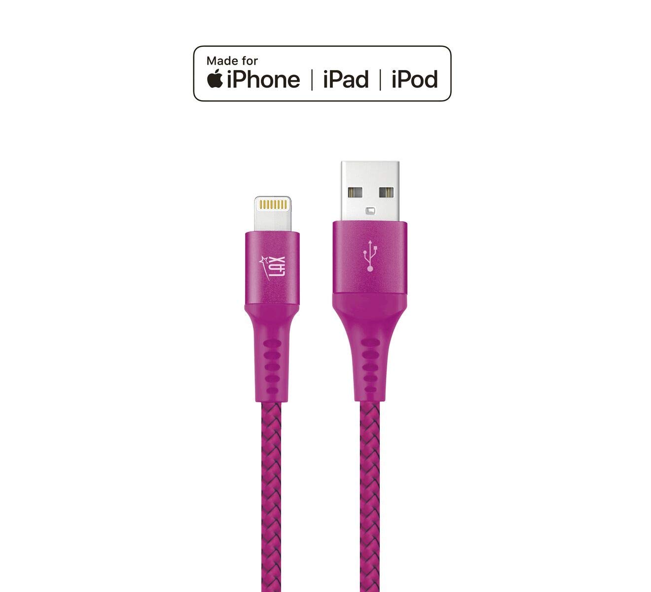 MFi Certified LAX iPhone Charger Lightning Cable - Durable Braided USB Cord for iPhone 14/13/12/11/Pro Max/XS/X/8/7, iPad & iPod | Fast Charging & Tangle-Free Design | Perfect for Home, Office & Travel Use