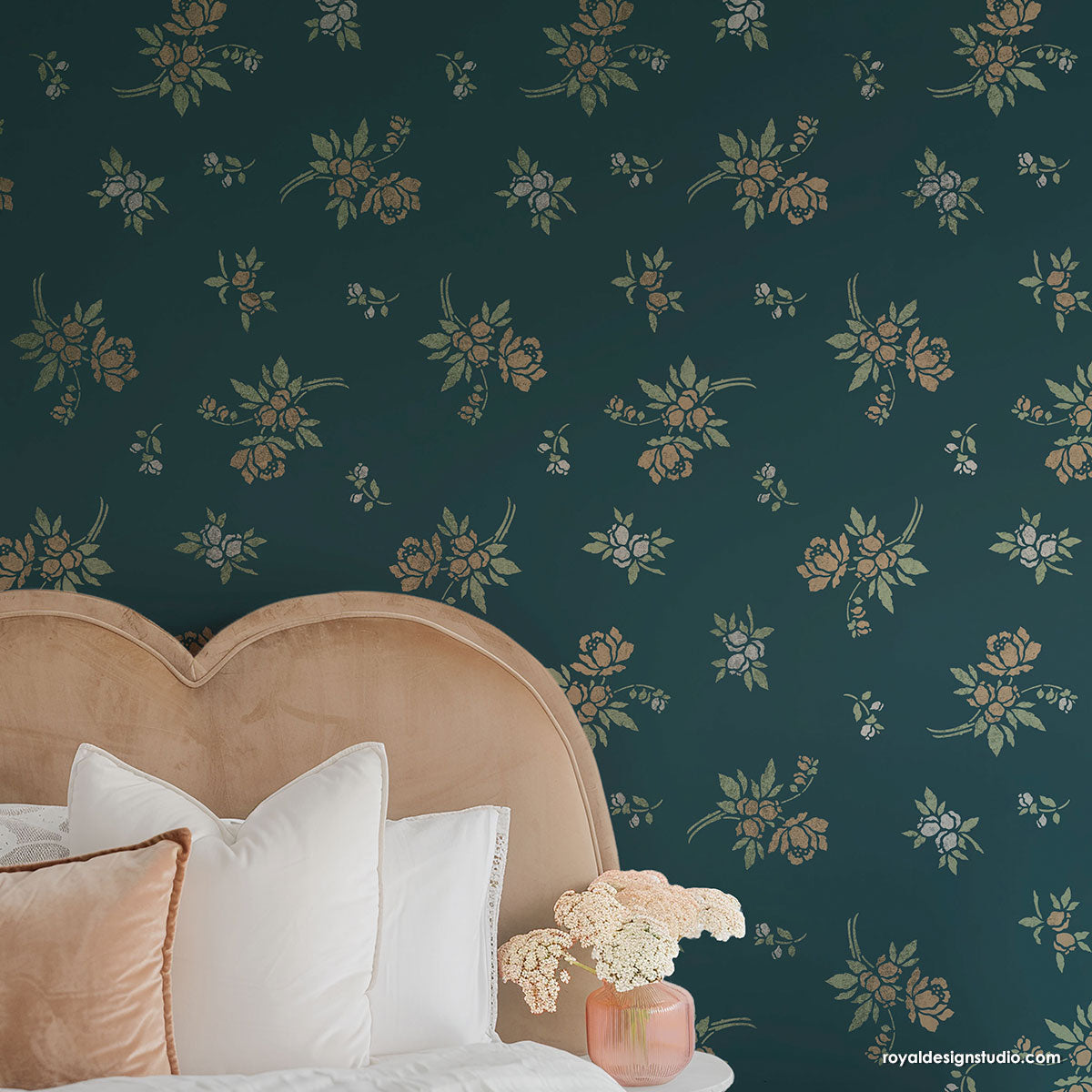 Field Flowers Wall Stencil - DIY Home Decor Painting Template for Farmhouse, Nursery & Bedroom - Reusable Floral Pattern for Walls, Furniture & Crafts