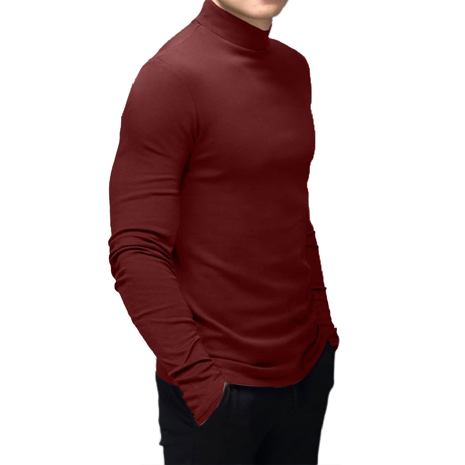 Men's Thermal Underwear Long Sleeve Mock Turtleneck Shirt - Slim Fit Stretchable Base Layer for Winter, Layering & Outdoor Activities