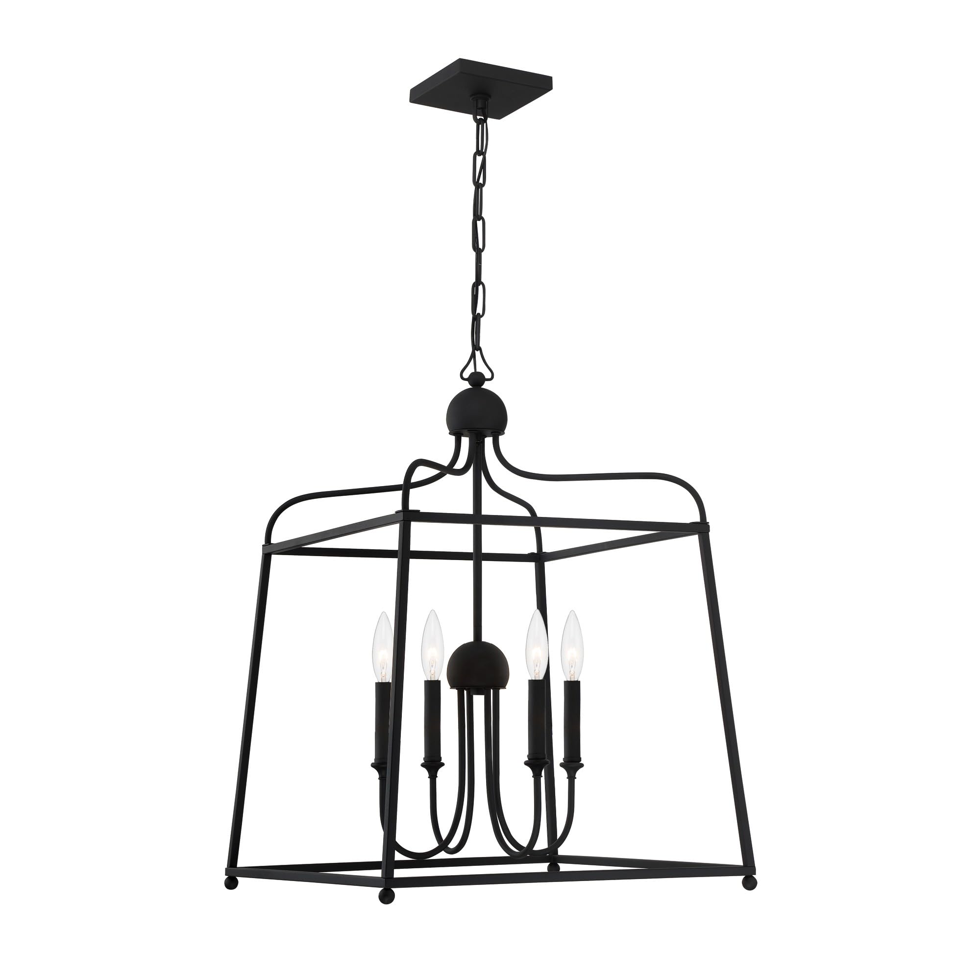 Crystorama Libby Langdon Sylvan 4-Light Black Forged Iron Chandelier - Elegant Dining Room Lighting for Modern Farmhouse & Industrial Decor