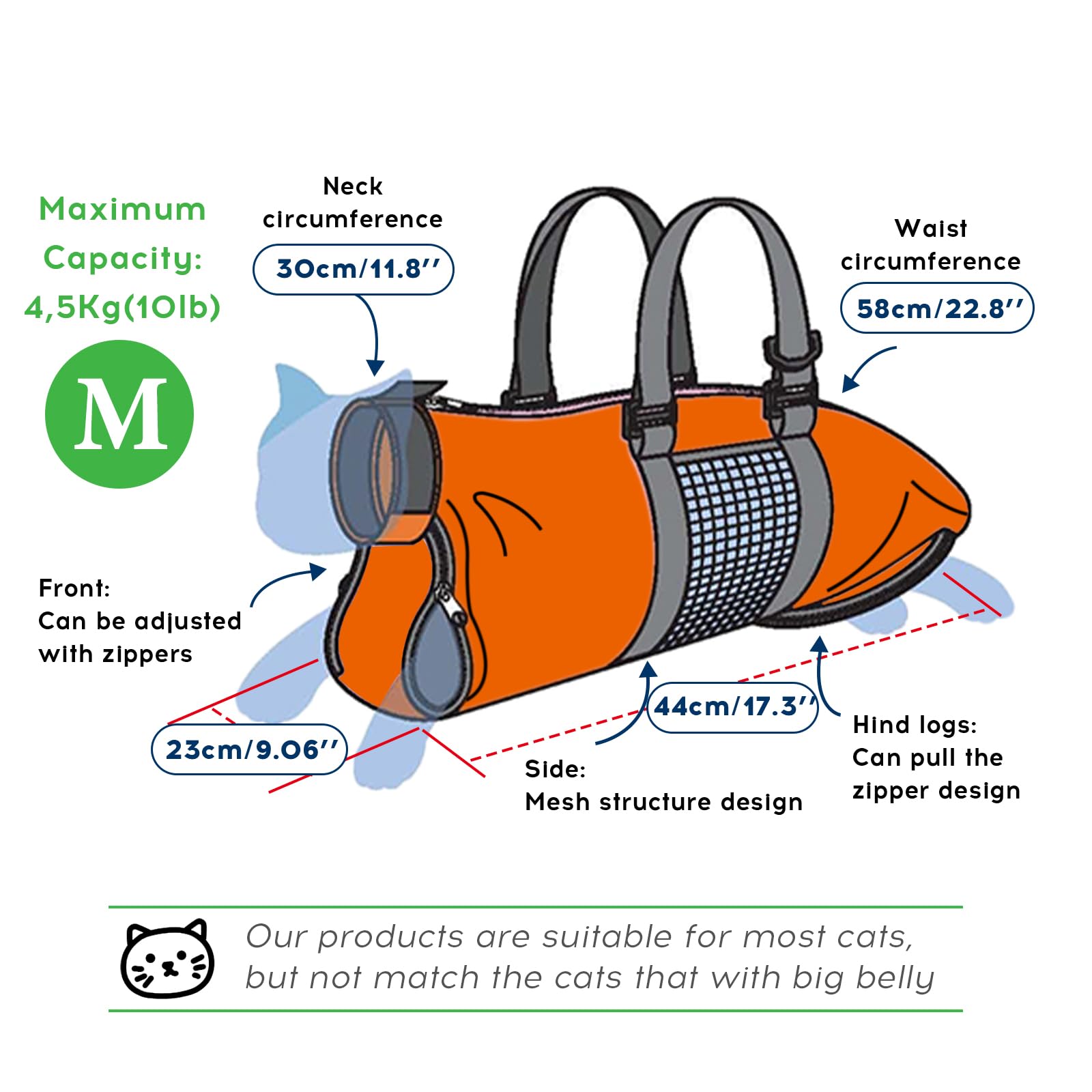 Cat Grooming Restraint Bag - No Scratching or Biting for Safe Nail Trimming, Bathing & Vet Visits (Orange, Medium) | Perfect for Stress-Free Cat Care at Home or Veterinary Clinics