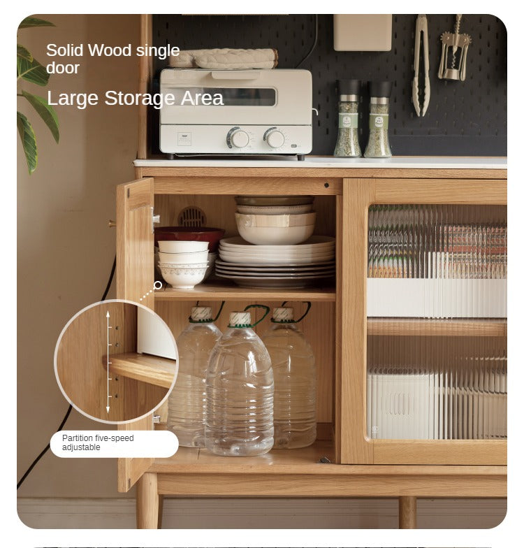 Solid Oak Wood Rock Plate Storage Cabinet - High Capacity Organizer for Kitchen, Living Room, or Office