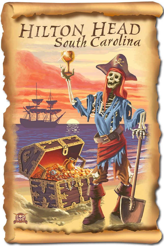 Signed Pirate and Plunder Art Print 24x36 - Hilton Head South Carolina Wall Decor Poster | Perfect for Home, Office, or Coastal Themed Interior Design
