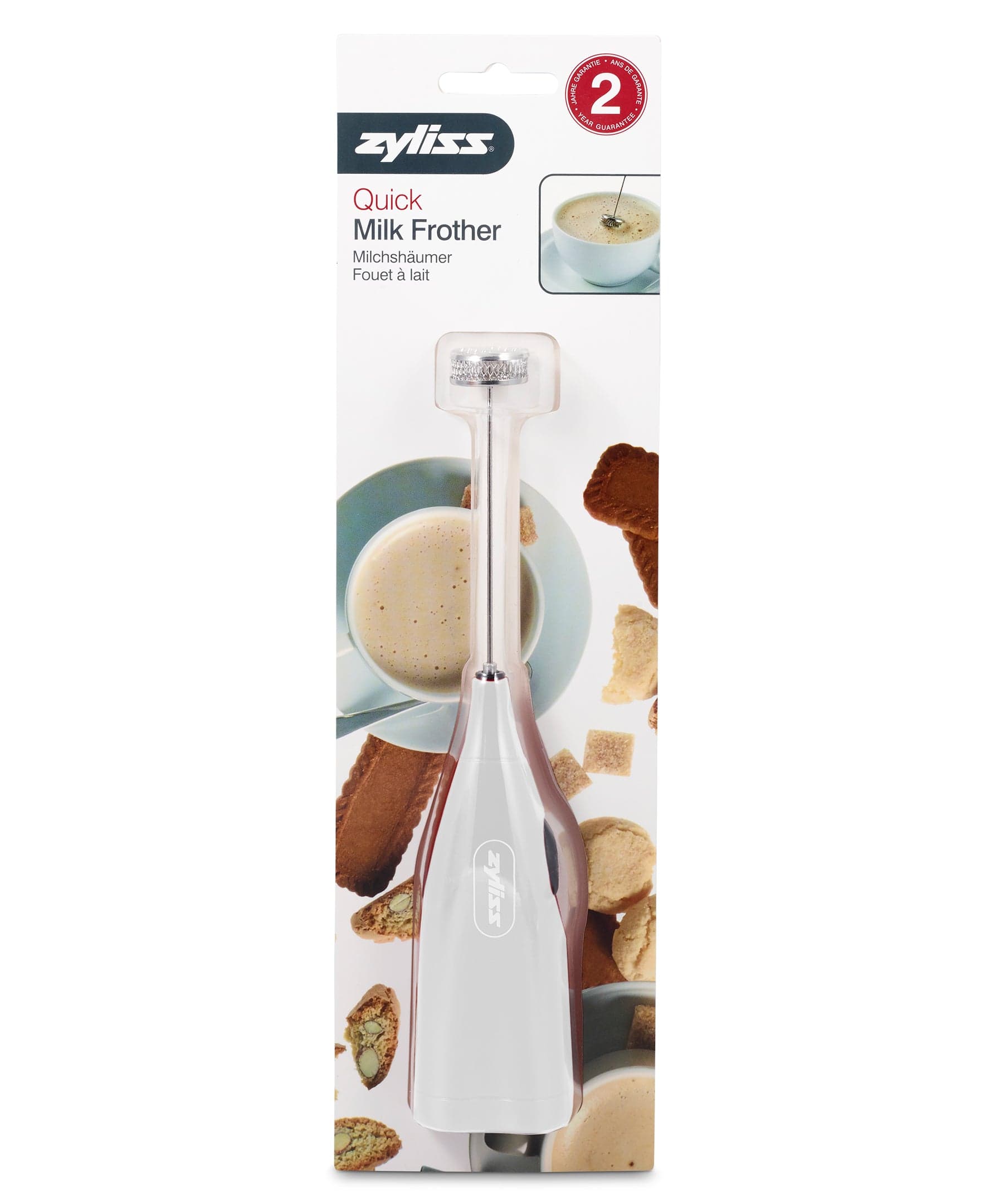 Zyliss Handheld Electric Milk Frother - Fast & Quiet Battery Operated Frother for Coffee, Latte, Cappuccino, Hot Chocolate & Matcha - Perfect for Home, Office & Travel Use