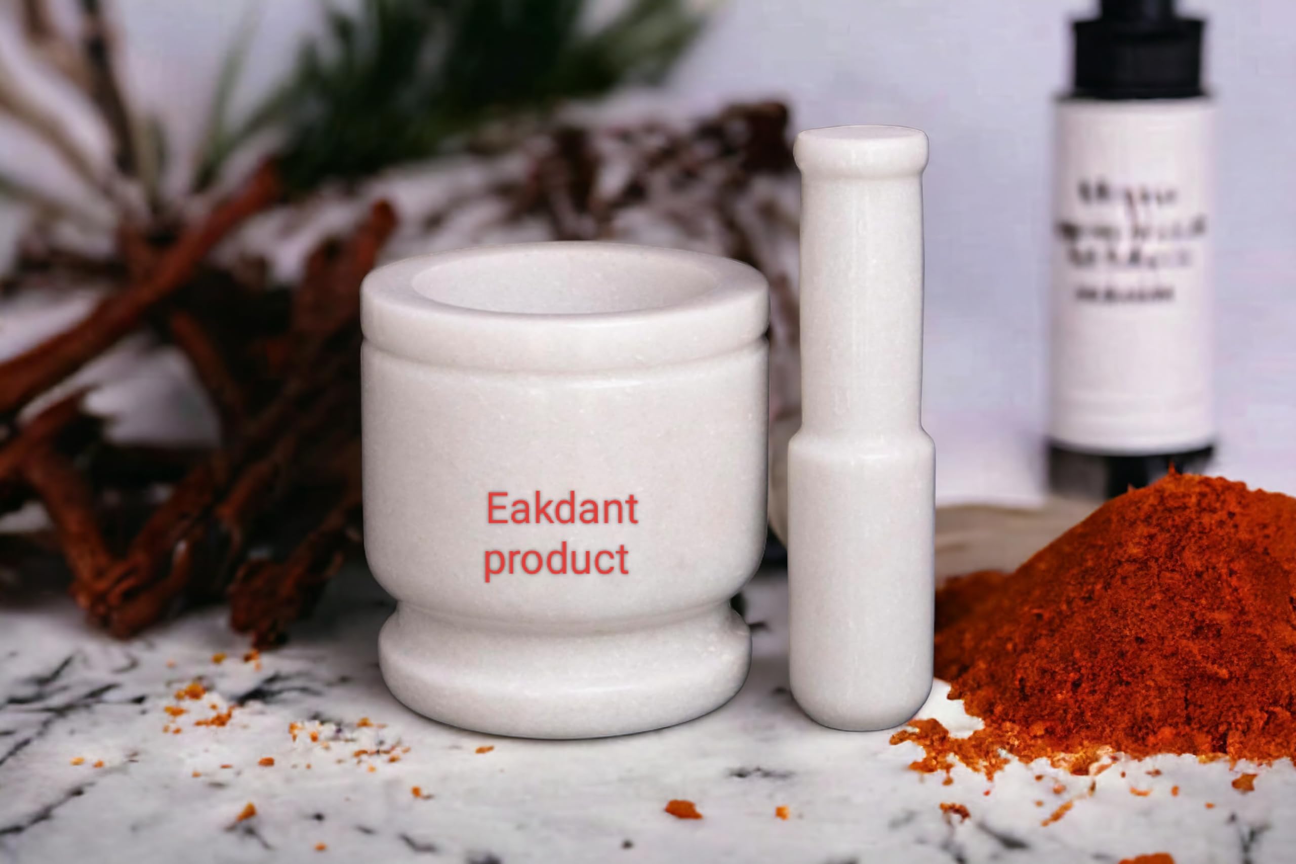Natural Stone Grinder & Mortar Pestle Set - Large 5x5 Inch for Spices, Herbs, Garlic, Ginger - Traditional Handmade Kallu, Kunda, Dasta - Perfect for Indian Cooking, Ayurvedic Remedies & Kitchen Use