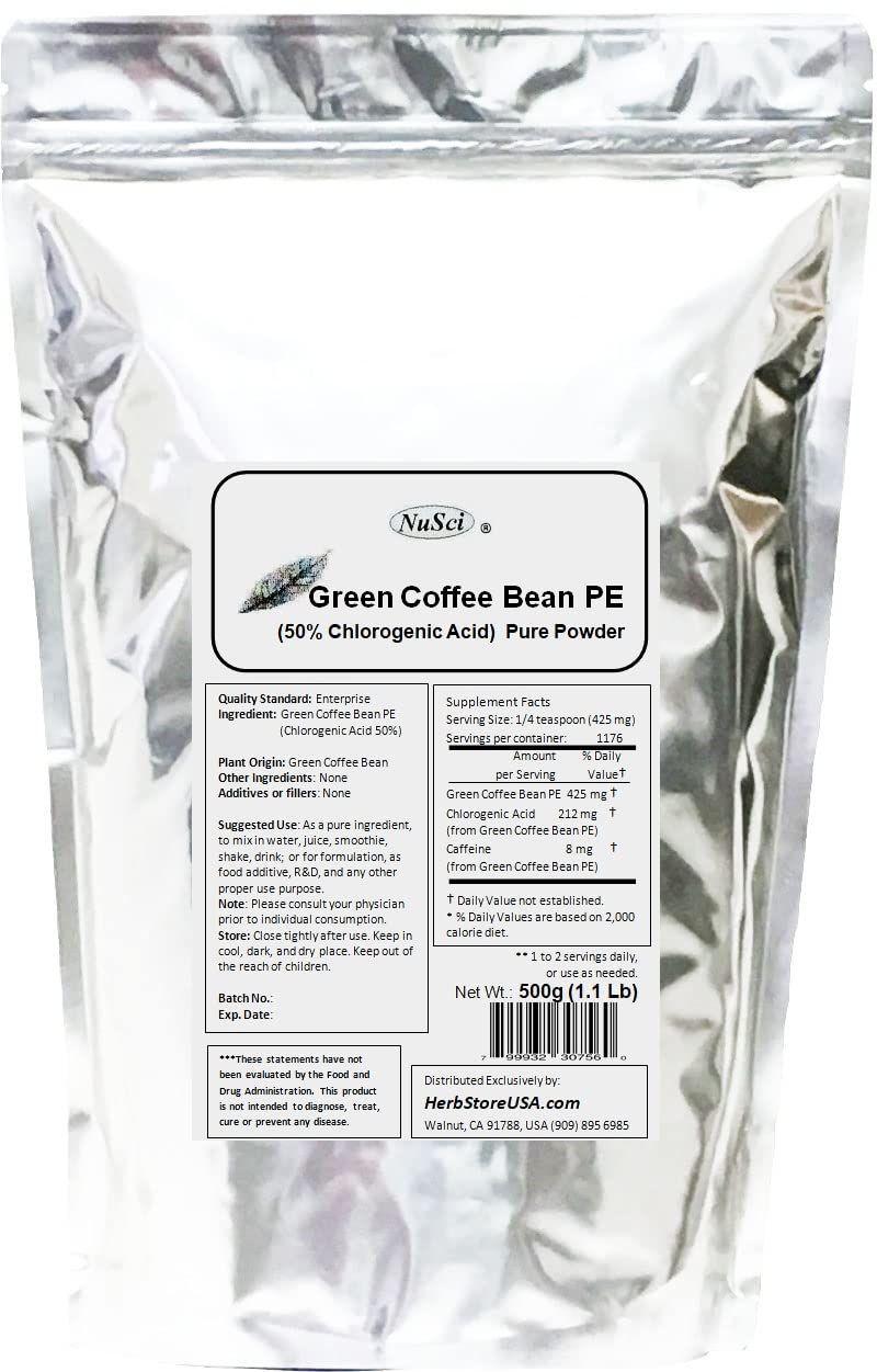 Premium Green Coffee Bean Extract Powder - 50% Chlorogenic Acid (500g/1.1lb) | Natural Weight Loss Supplement & Energy Booster | Ideal for Coffee Lovers & Fitness Enthusiasts