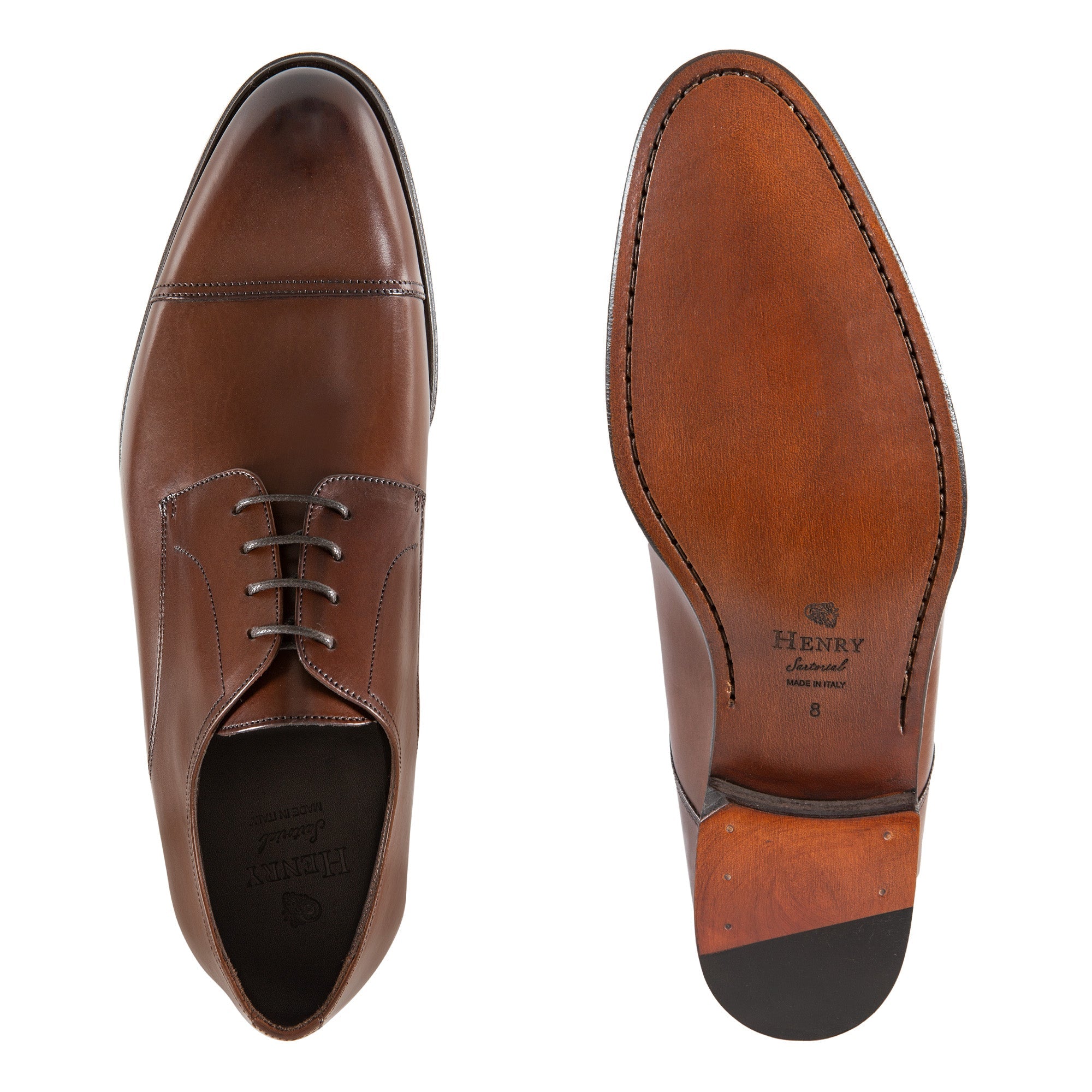HENRY SARTORIAL Classic Brown Derby Shoes for Men - Premium Leather Dress Shoes for Business, Wedding & Formal Occasions