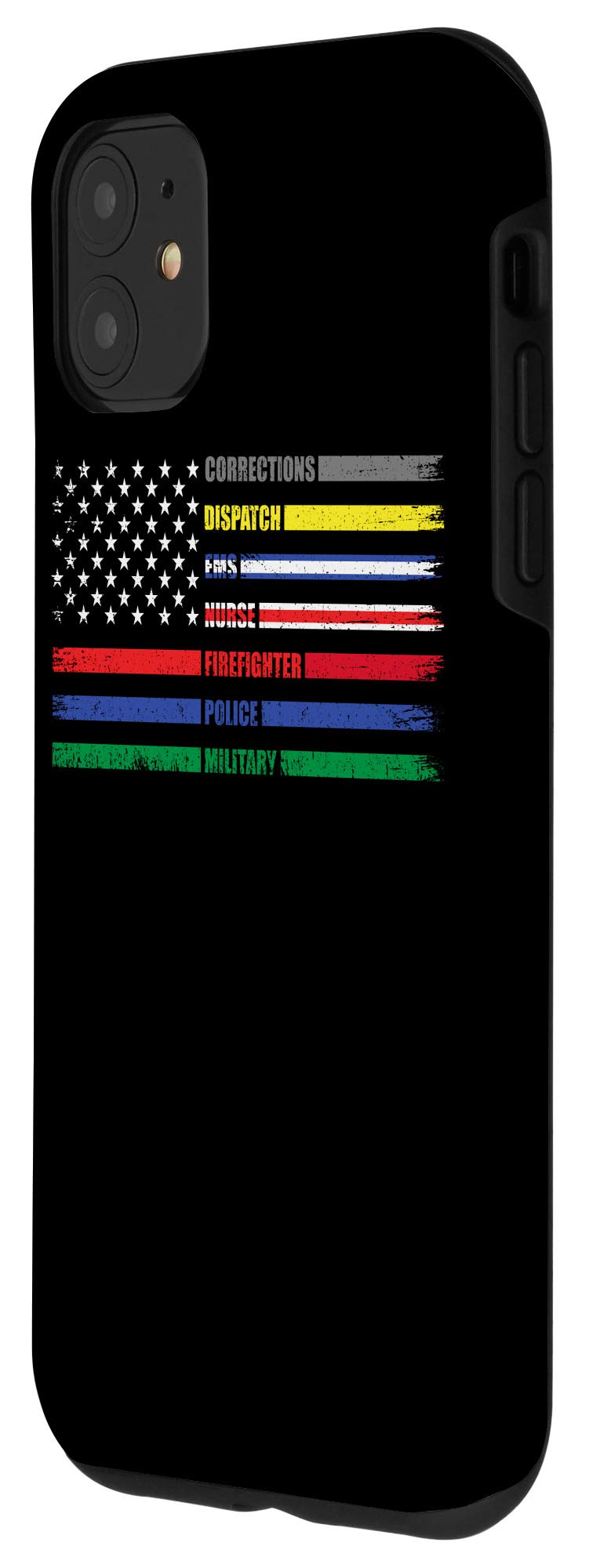 iPhone 11 Case - American Flag Design for First Responders, EMS, Police, Nurse, Military, Firefighters - Durable Protective Cover for Work & Daily Use