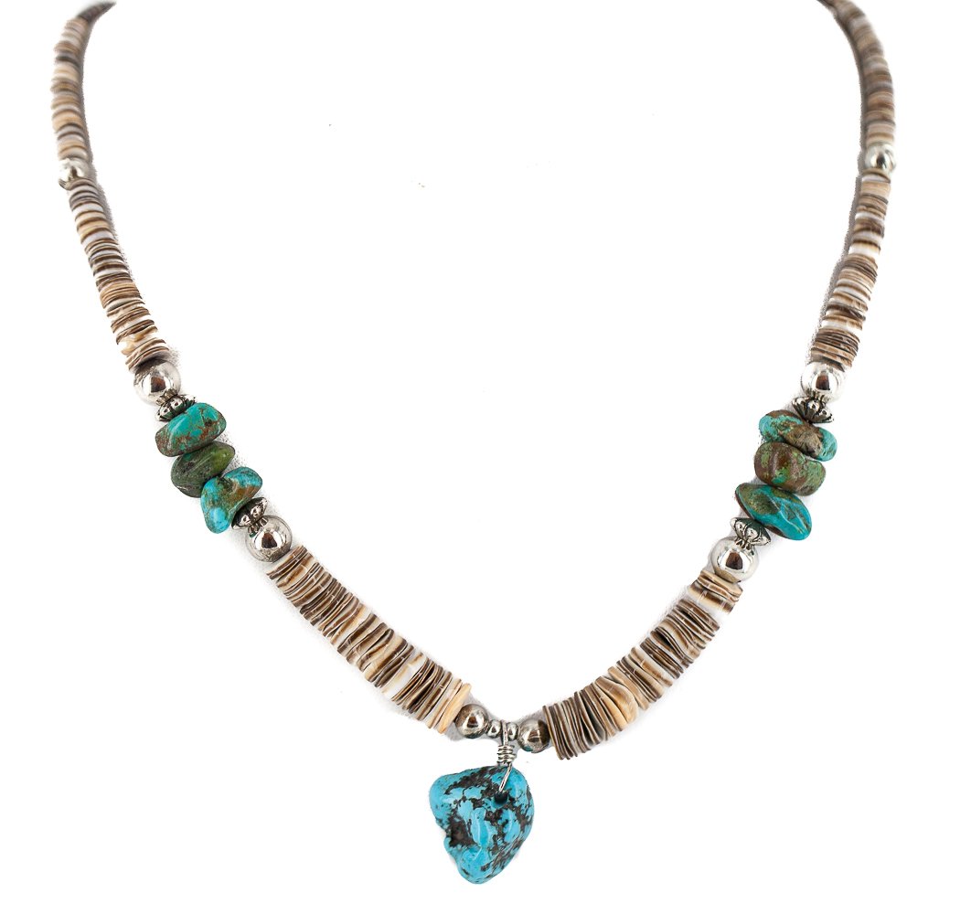Authentic Navajo .925 Sterling Silver Certified Turquoise Graduated Heishi Native American Necklace for Women - Perfect for Boho Fashion, Spiritual Healing & Southwest Jewelry Collection