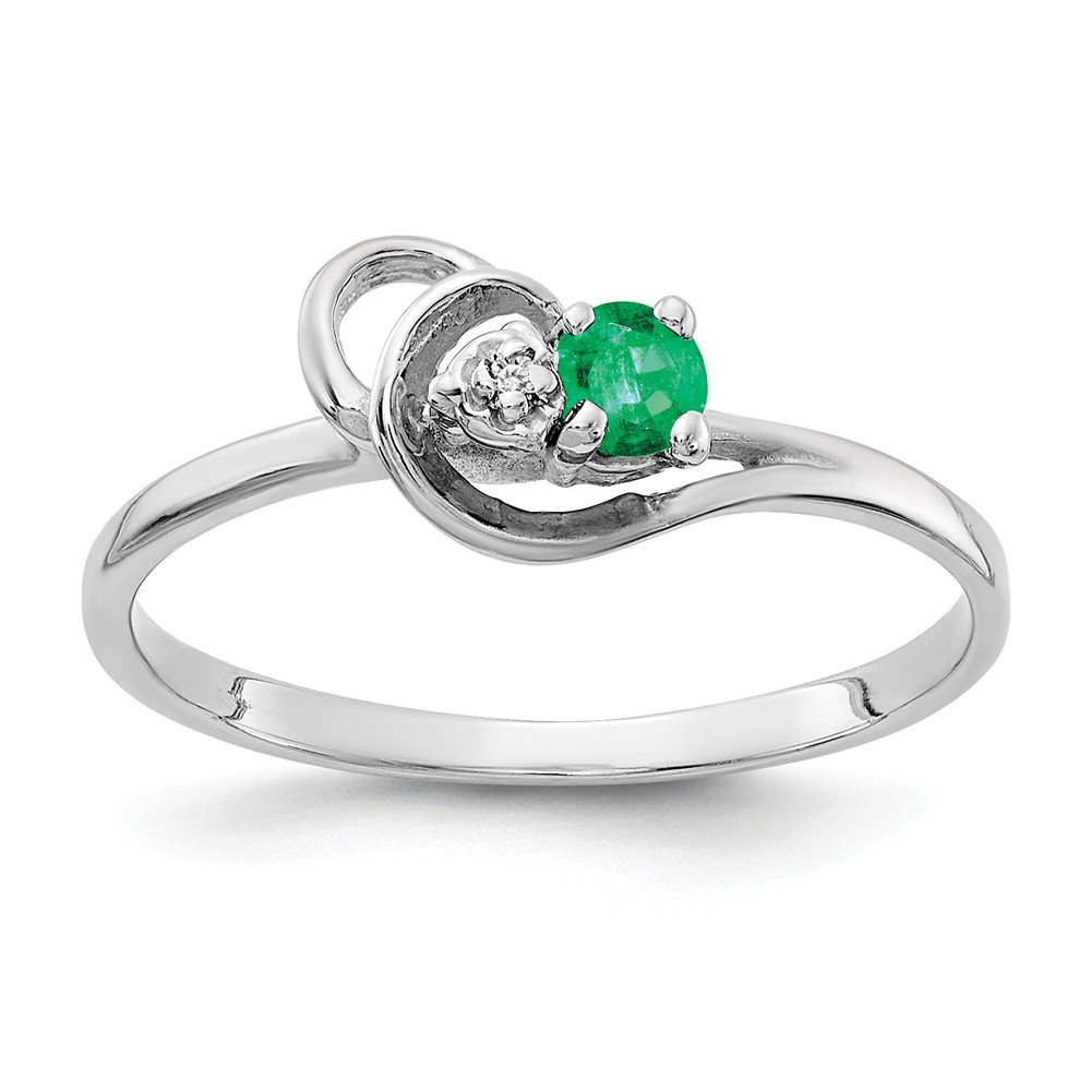 14K White Gold 3mm Emerald Green May Birthstone Diamond Engagement Ring for Women - Perfect for Proposals, Anniversaries & Special Occasions