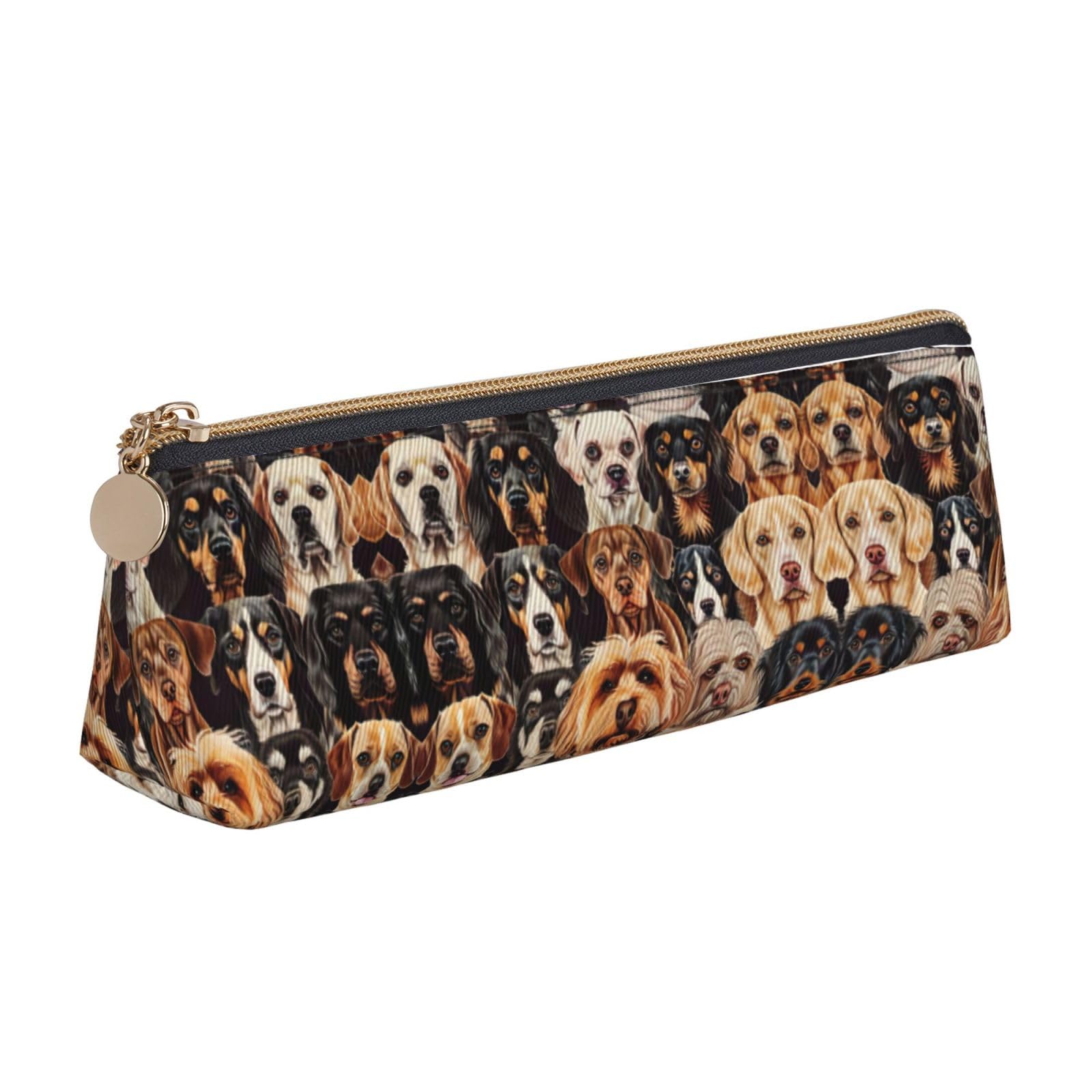 DRTGEDS Stylish Dog Pattern Leather Pencil Case - Large Capacity Multifunctional Pencil Pouch for School, Office & Travel Organization | Perfect for Students, Artists & Professionals