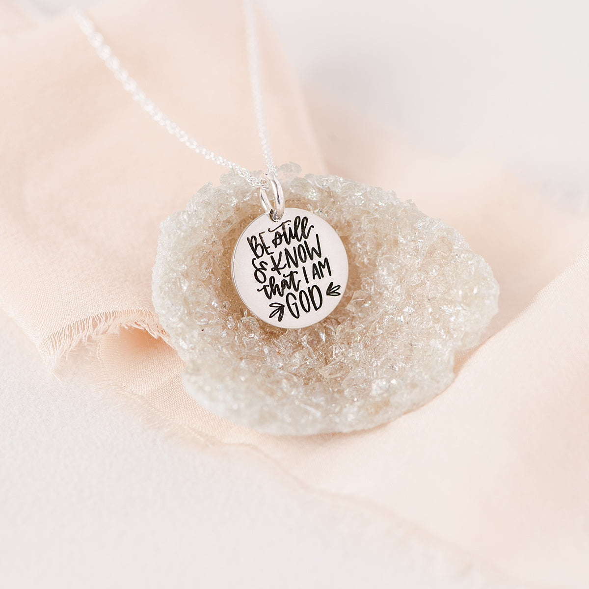Beautiful Sterling Silver Psalm 46:10 Pendant Necklace - 'Be Still & Know' Bible Verse Jewelry for Women - Perfect for Daily Wear, Church, Prayer & Spiritual Gifts