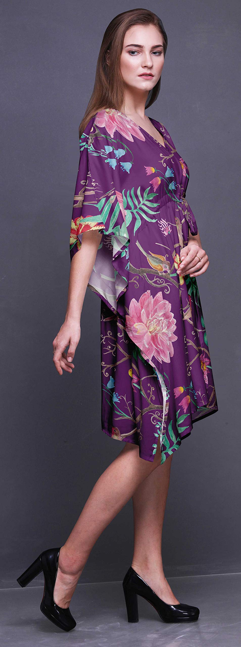 Bimba Women's Short Caftan Midi Dress - Beach Cover Up, Swimwear Wrap, Boho Kaftan for Poolside, Vacation & Summer Outfits