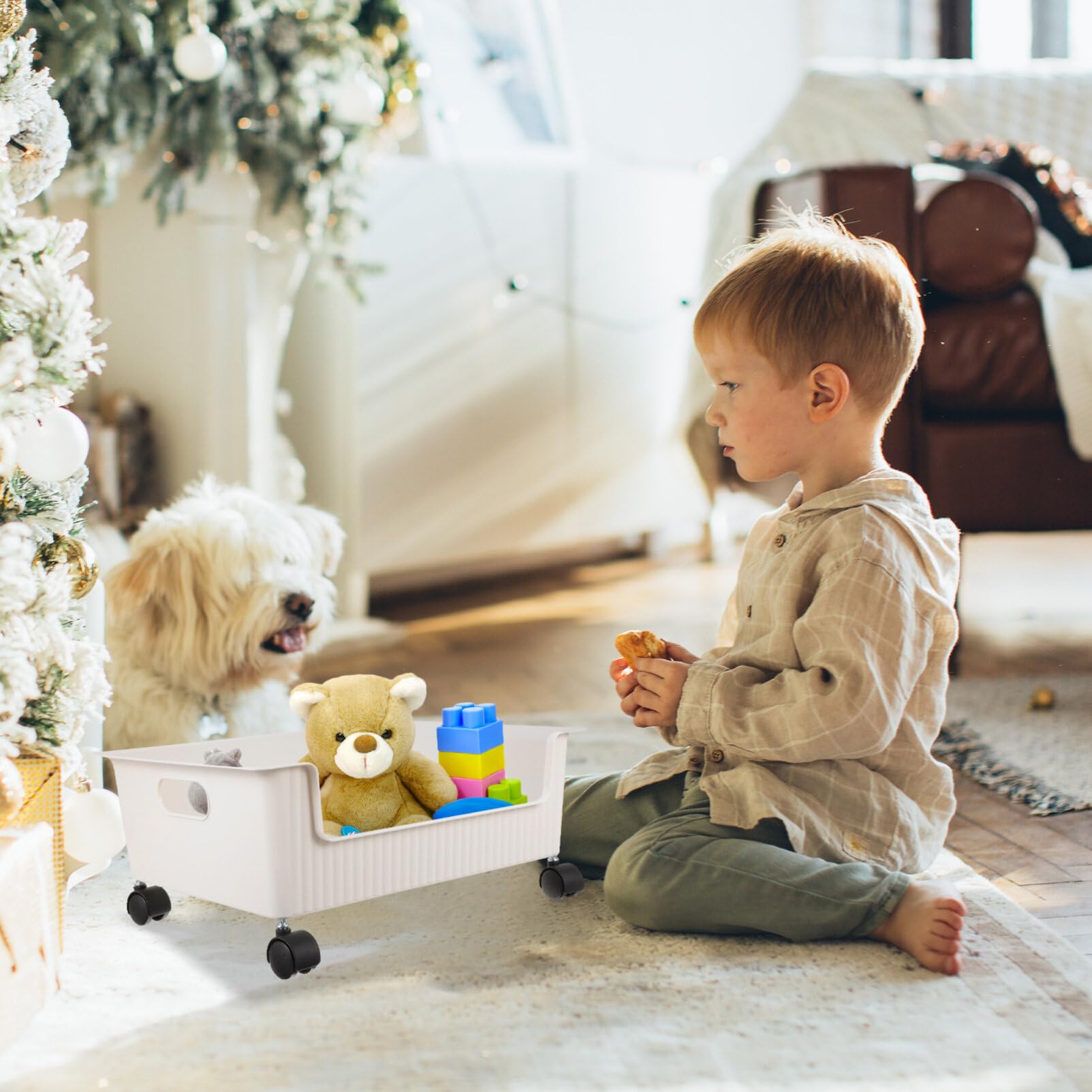 Veemoon Kids Book Storage Organizer with Wheels - Under Desk Toy & Bookcase, Mobile Bookshelf for Kids Room, Playroom & Classroom - Perfect for Organizing Books, Toys & School Supplies