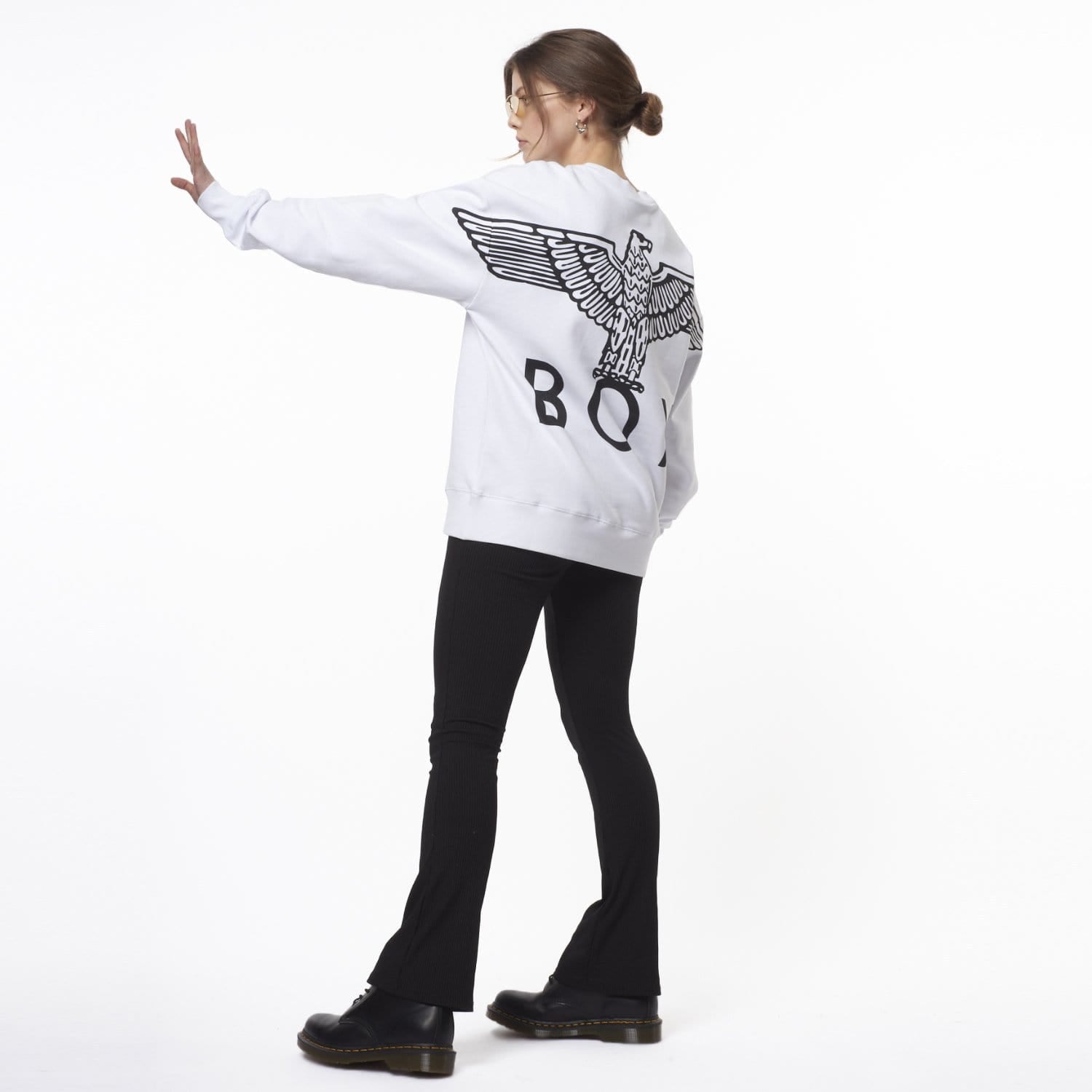 BOY EAGLE BACKPRINT SWEATSHIRT - Graphic Hoodie for Boys, Cool Casual Pullover with Eagle Design - Perfect for School, Streetwear & Outdoor Activities