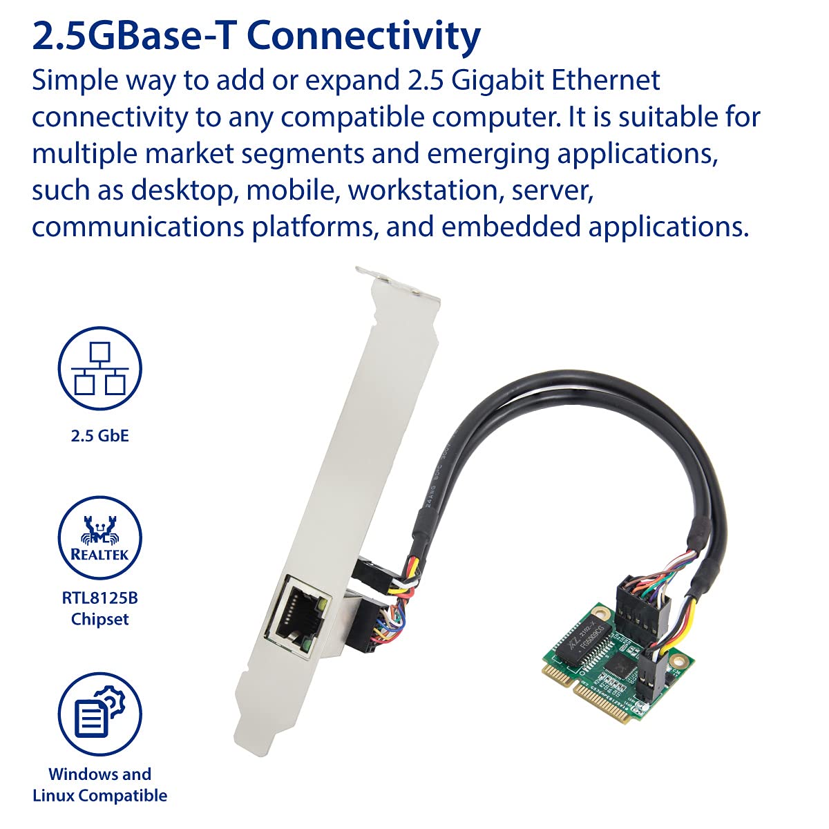 IO CREST 2.5G Ethernet PCI-E Card - 2500Mbps RJ45 LAN Adapter for Desktop PC - Gaming & Streaming