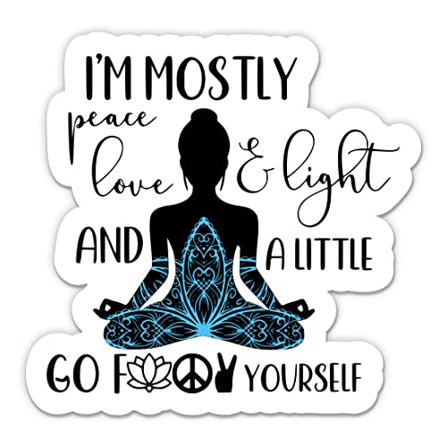 Yoga Girl I Am Mostly Peace Love Stickers - 2 Pack Waterproof Vinyl Decals for Car, Phone, Water Bottle & Laptop - Funny Namaste Zen Stickers (2-Pack) - Perfect for Yoga Lovers, Meditation Gifts & Spiritual Decor
