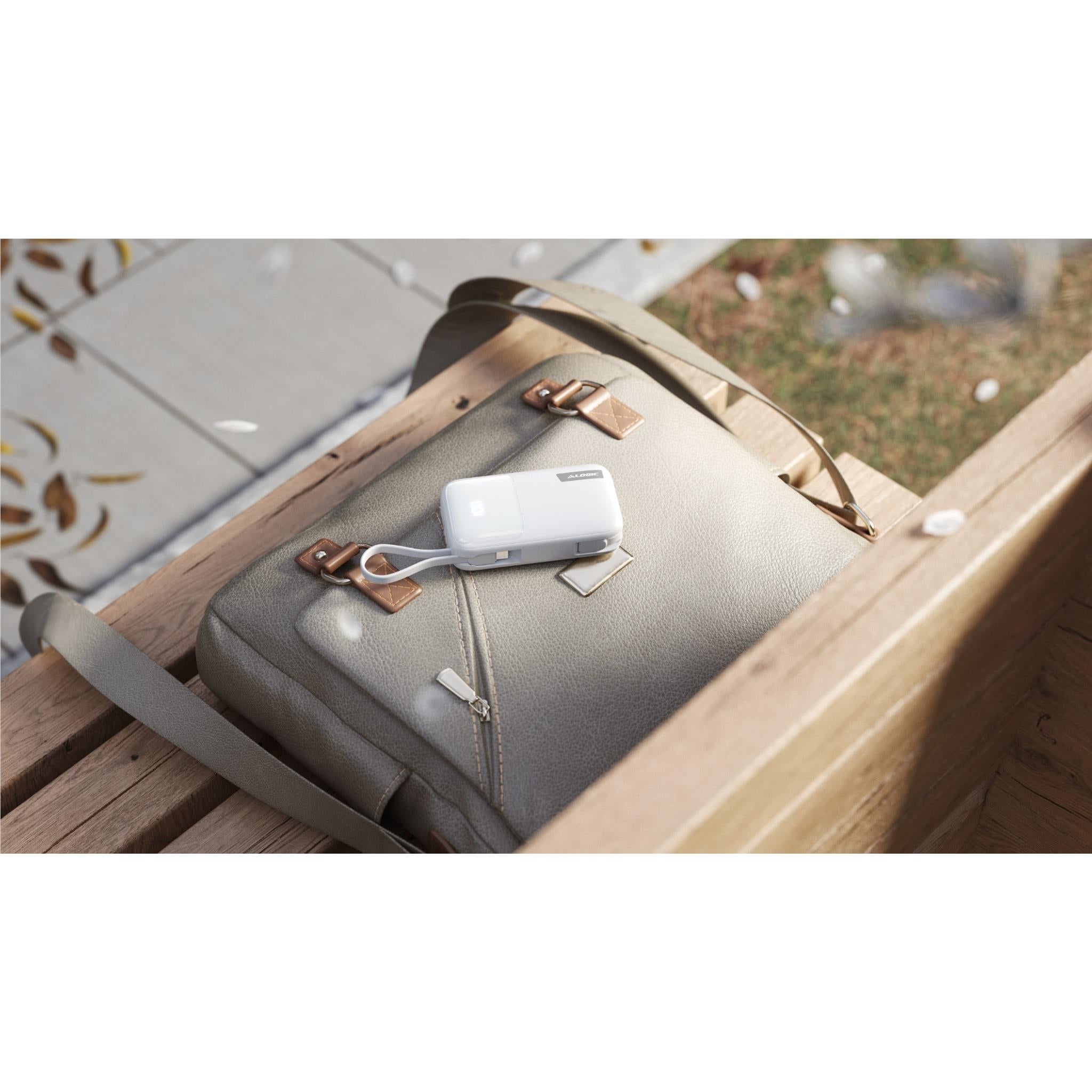 ALOGIC 10K 20W Dual Port Power Bank with USB-C & Lightning - 10000mAh Portable Charger for iPhone & Android (White) | Perfect for Travel, Camping & Emergency Charging