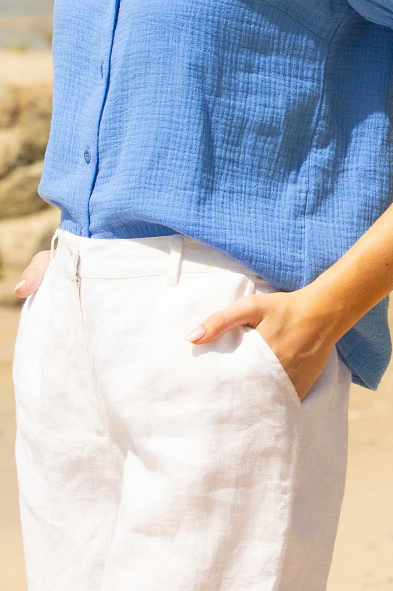 Alexandra Women's Linen Shorts - Breathable Summer White Shorts for Casual Wear, Beach, and Vacation