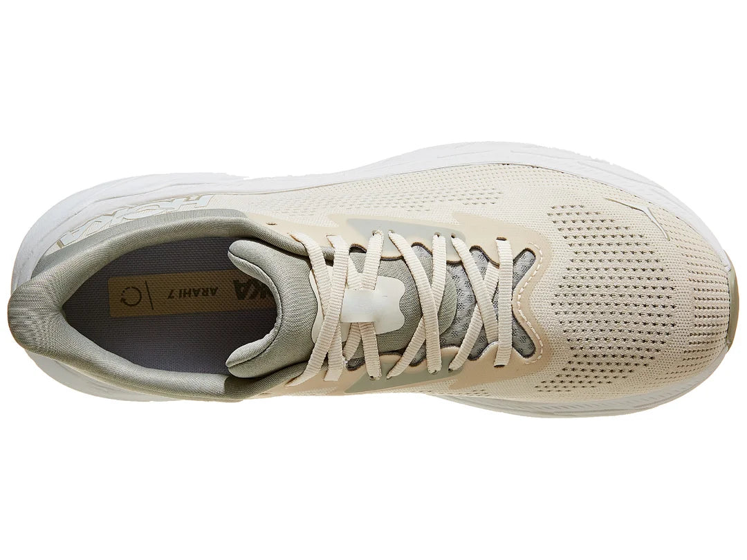 HOKA Arahi 7 Running Shoes for Men - Wide Width - Oat Milk/Barley Color - Stability & Cushion for Road Running, Walking & Everyday Wear