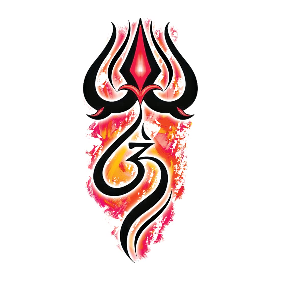 Elegant Om With Trishul Waterproof Temporary Tattoo for Men, Women, Kids - Perfect for Festivals, Yoga, Spiritual Events & Costume Parties