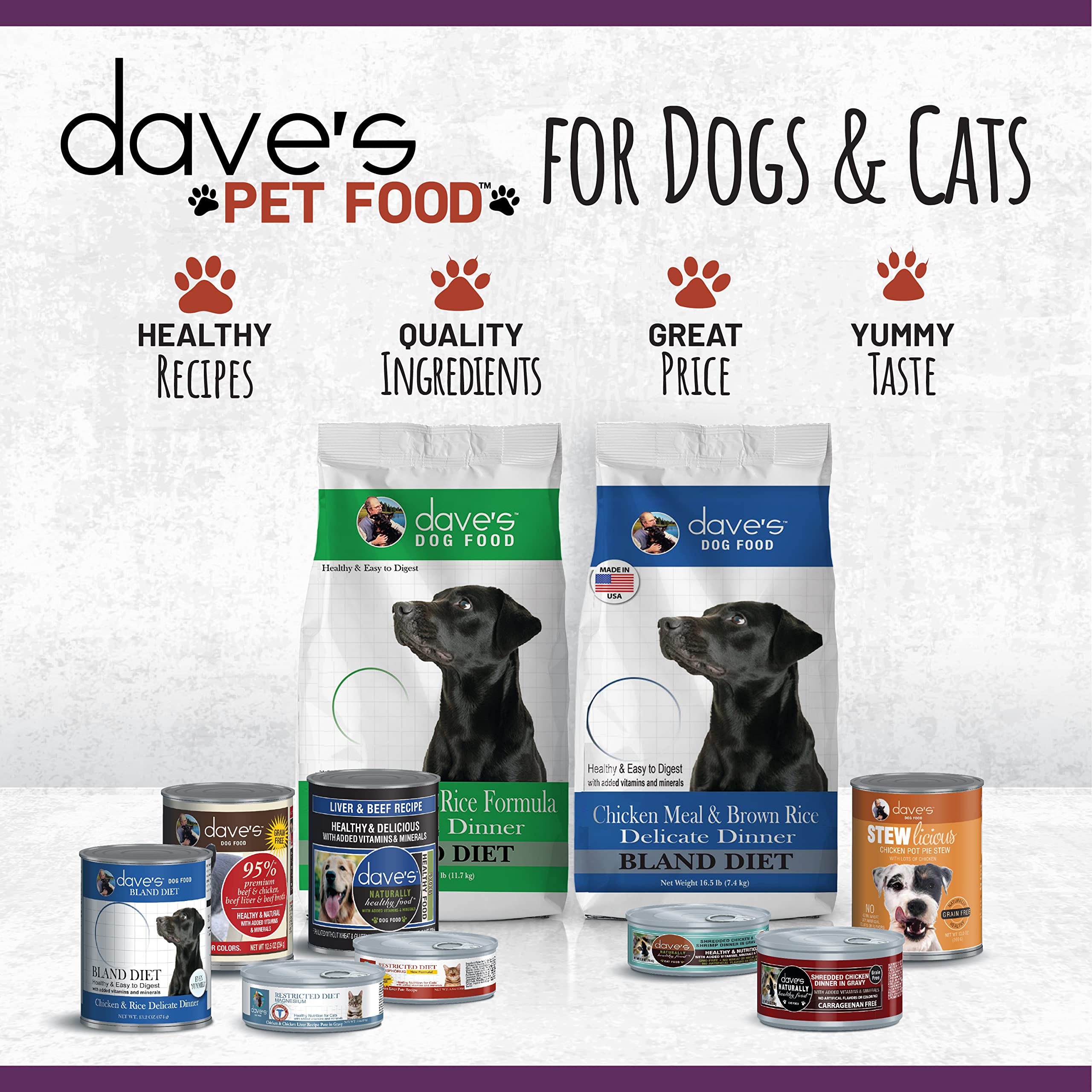 Dave's Pet Food Bland Dog Food (Lamb & Rice) - Sensitive Stomach Wet Dog Food for Digestive Care, Gluten-Free Canned Dog Food, 13.2 oz (Pack of 12) - Perfect for Dogs with Food Allergies & Upset Stomachs at Home or Travel