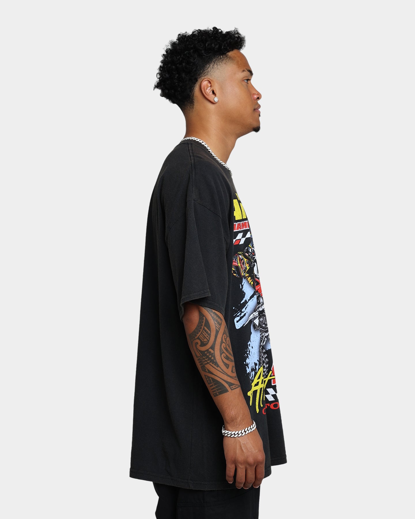 Vintage American Thrift Dirt Bike Graphic T-Shirt - Off Black | Retro Motorcycle Tee for Bikers & Off-Road Enthusiasts
