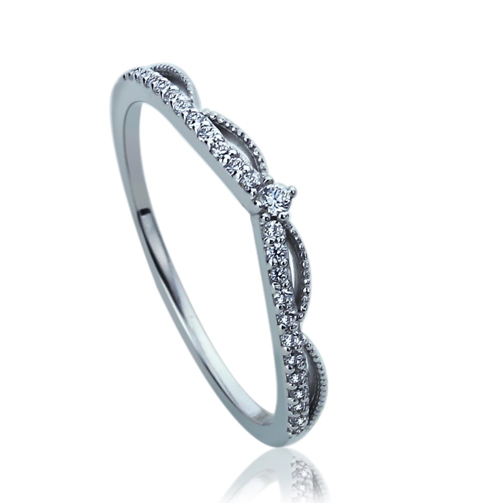 14K White Gold Cubic Zirconia Wedding Engagement Ring with Pave Crown - Anniversary Gift for Women (Size 5-9) | Perfect for Proposals, Bridal Jewelry & Special Occasions