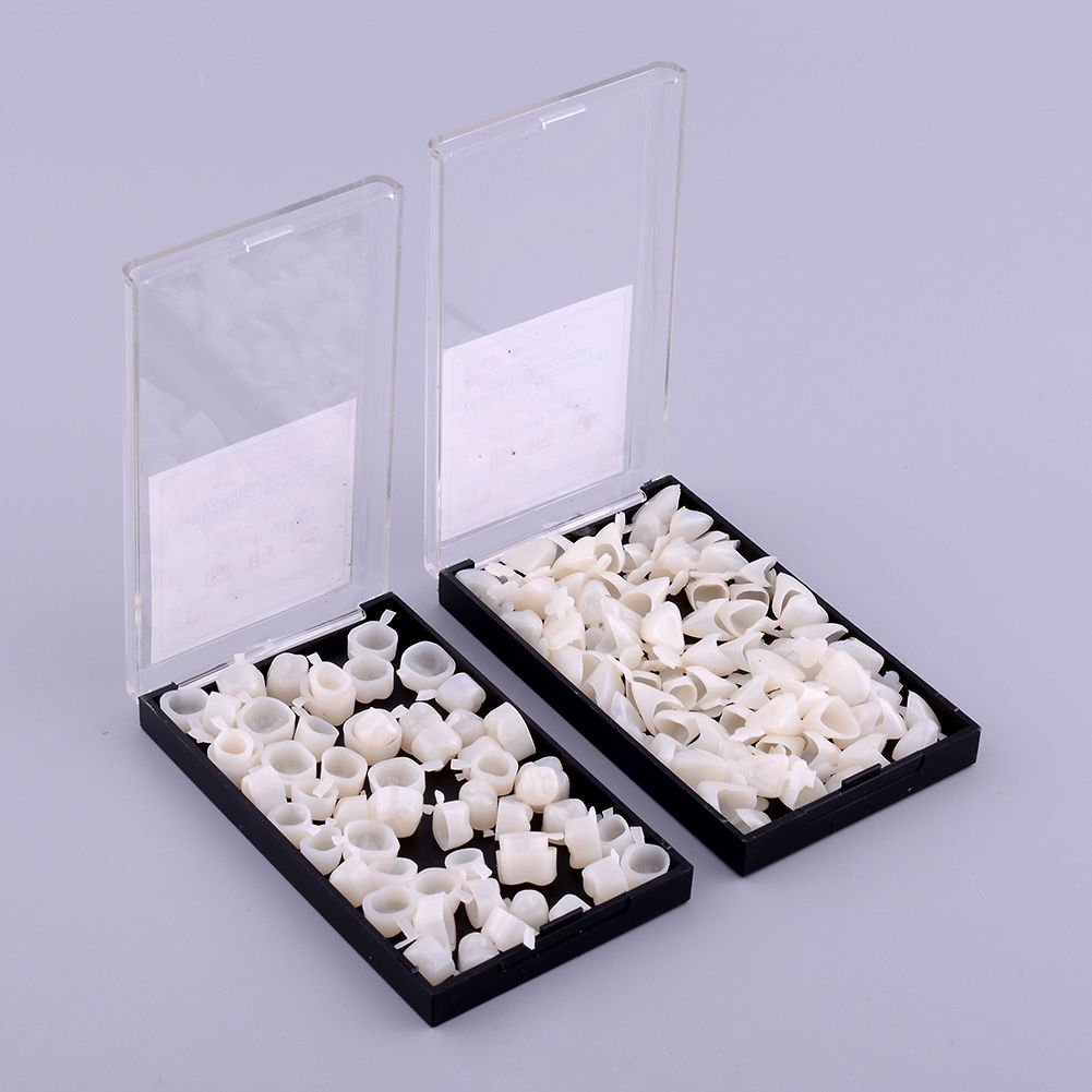 100pcs Dental Temporary Crown Veneers Material - Anterior Front & Back Molar Teeth for Dental Restoration, Emergency Tooth Repair - Perfect for Dentists, Dental Clinics & Home Dental Kits