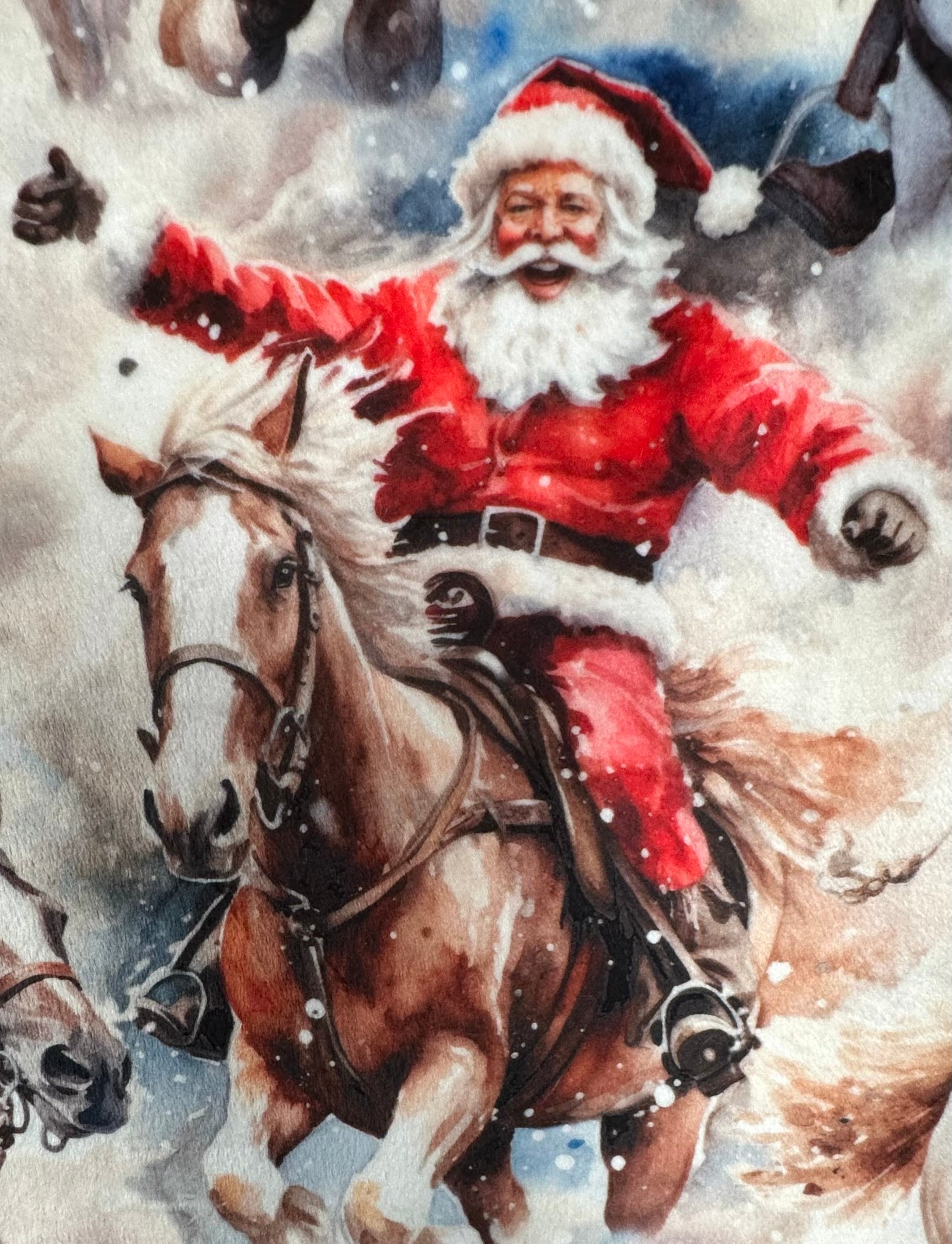 42x60 Cowboy Santa on Snowy Owl Minky Throw Blanket with 13x19 Pillowcase - Soft Fleece Blanket for Kids & Adults - Perfect for Christmas Decor, Bedroom, Sofa & Winter Warmth