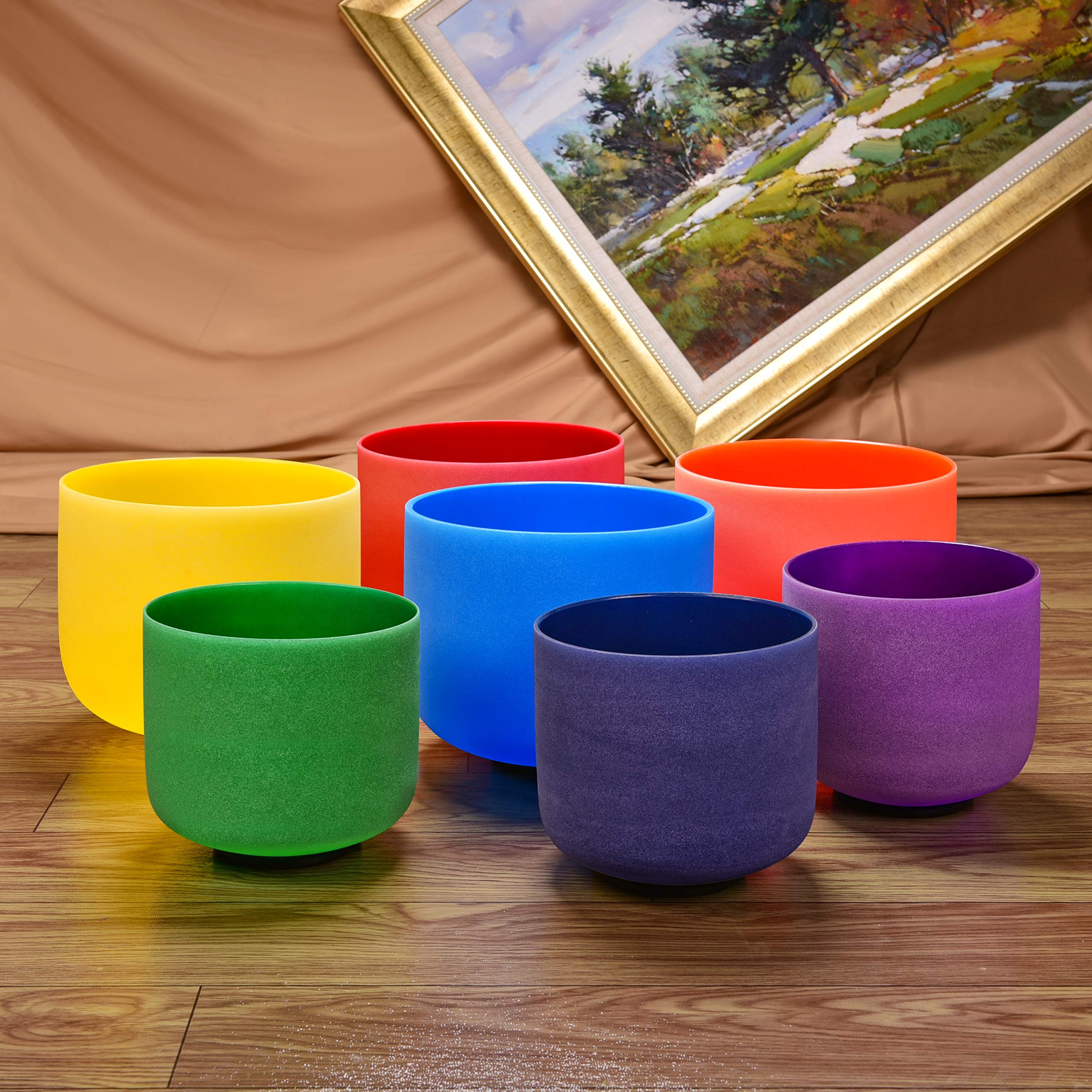 TOPFUND 7 Chakra Crystal Singing Bowl Set - 8-10 inch Handcrafted Healing Bowls with Mallets & Durable Carrying Case for Meditation, Yoga, Sound Therapy & Spiritual Healing