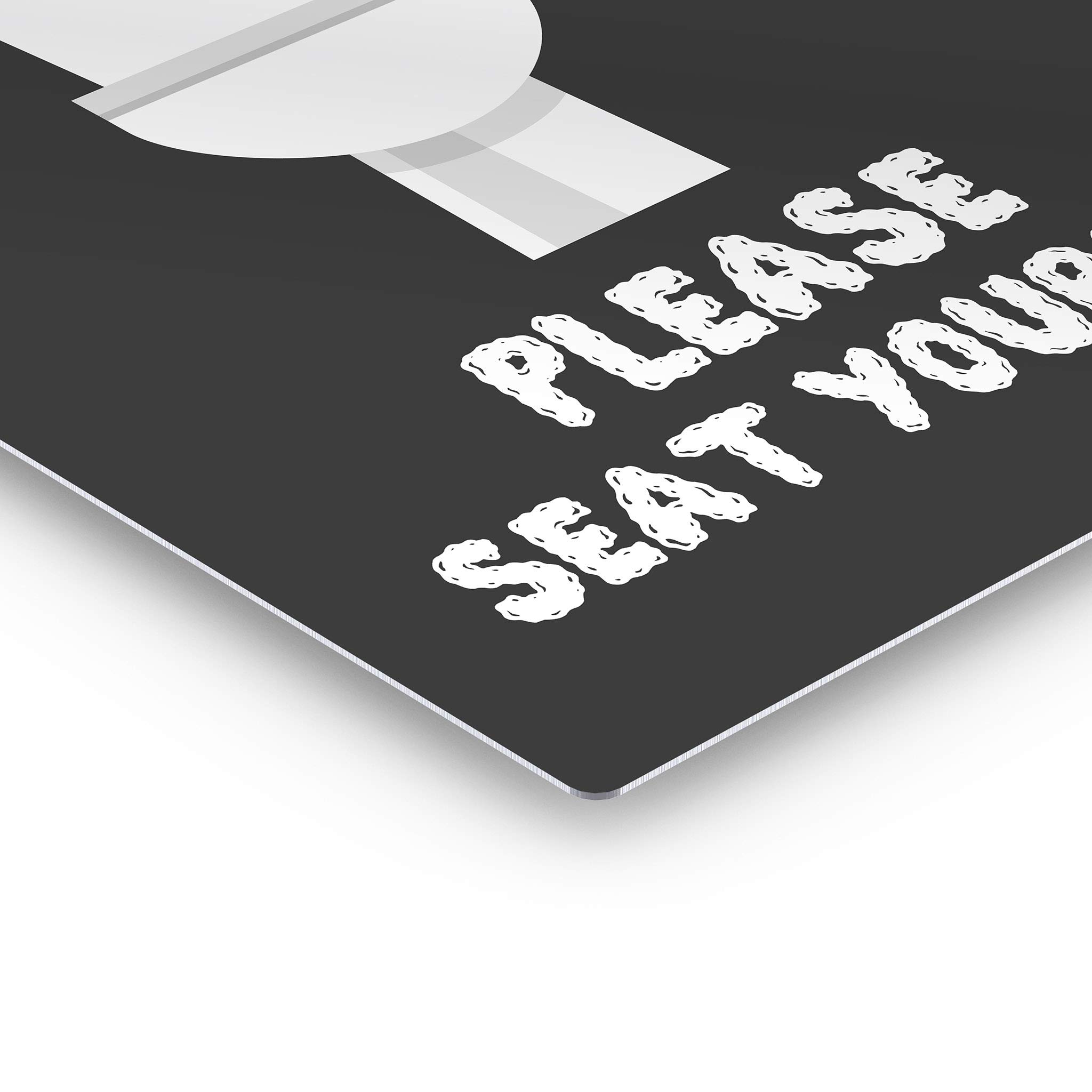 Funny Bathroom Sign - 'Please Seat Yourself' Metal Print Wall Art | 24x16 Inches | Ready to Hang Bathroom Decor | Humorous Toilet Wall Art for Home Decoration | Made in USA | Perfect for Powder Rooms, Guest Baths & Home Decor Gifts